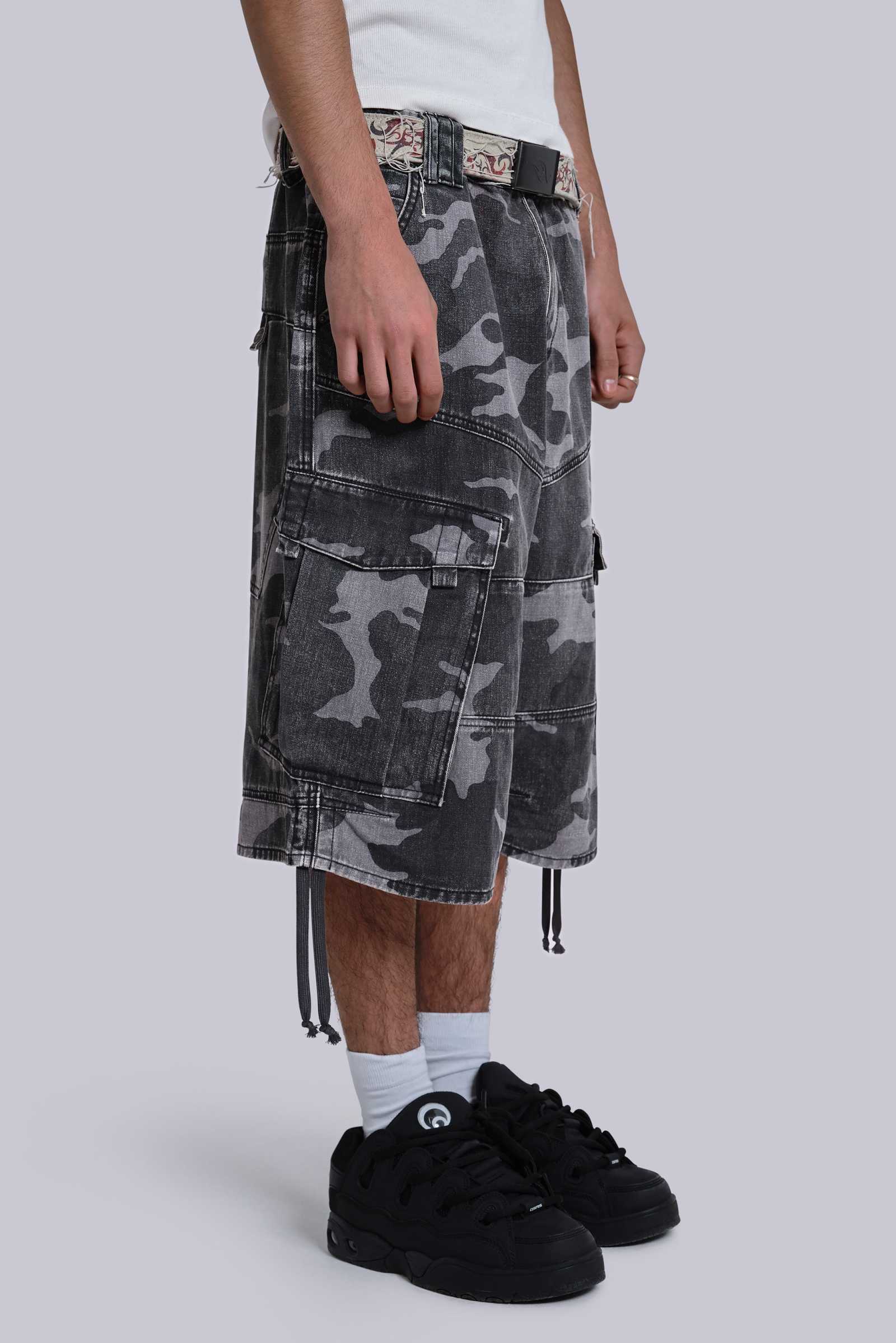 Black Cadet Camo Baggy Shorts