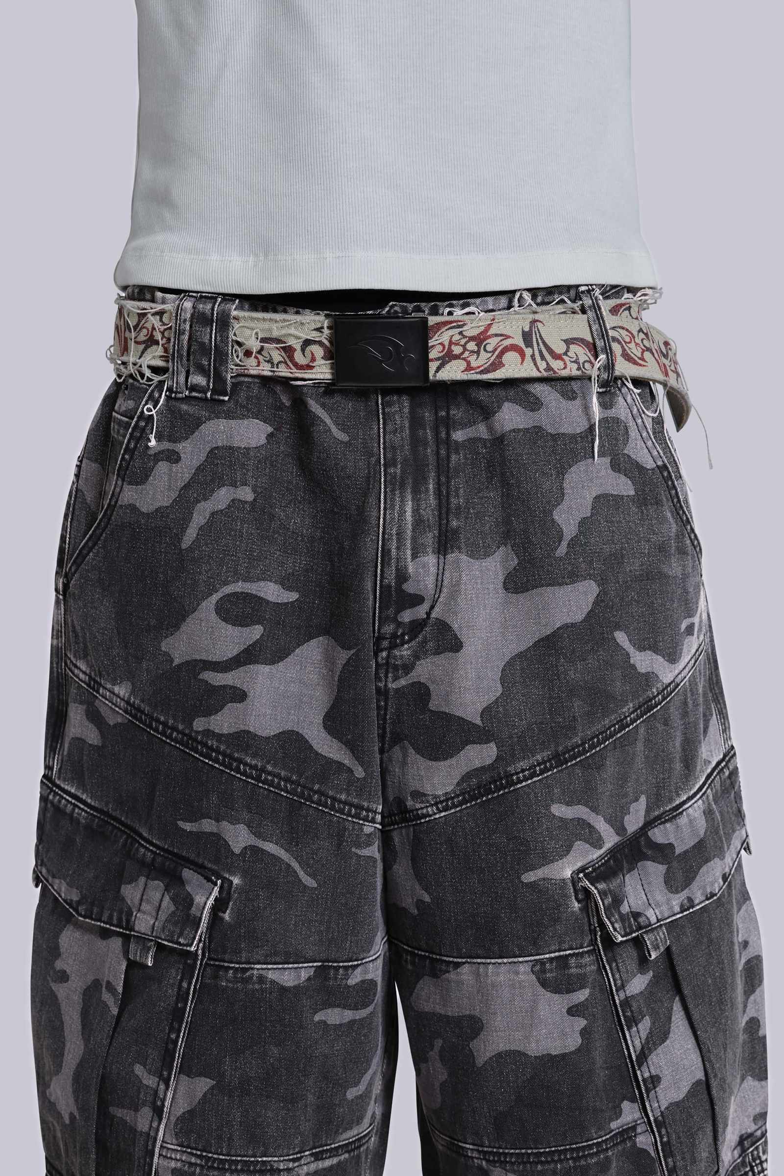 Black Cadet Camo Baggy Shorts