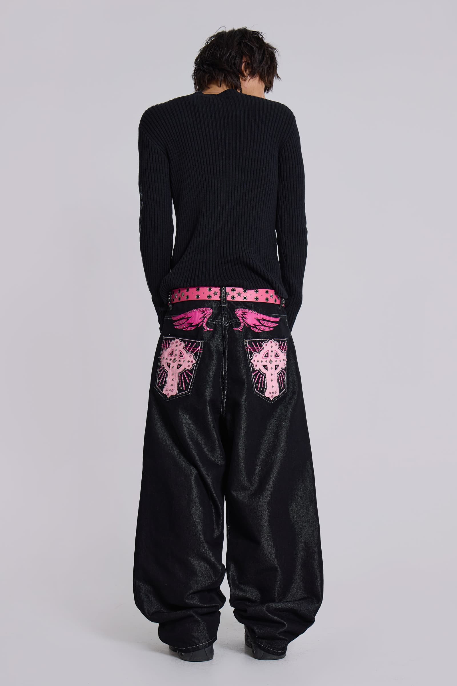 ★★★ 　JADED LONDON Colossus Burgundy Burgundy Washed XL Colossus Jeans | Jaded London | Clothing