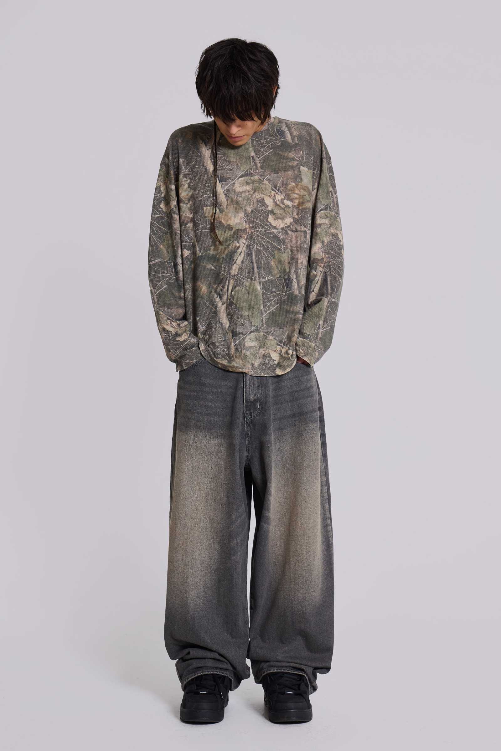 JADED LONDON Woodland Camo Waffle 長袖 Tシャツ 送料/関税込 Shop Woodland Camo Waffle Long Sleeve Top | Jaded London