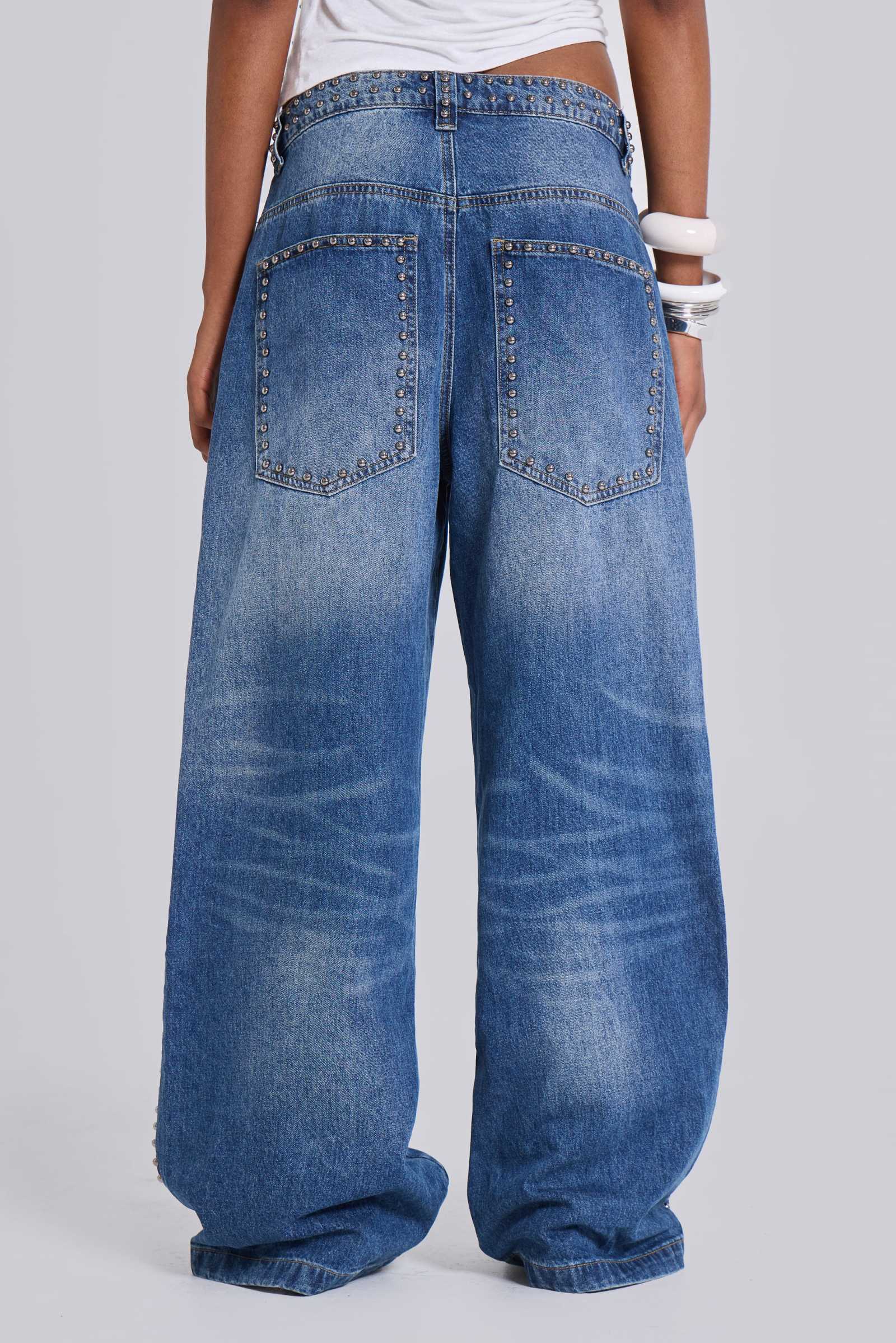 Nailed Studded Colossus Jeans in Vintage Blue Wash | Jaded