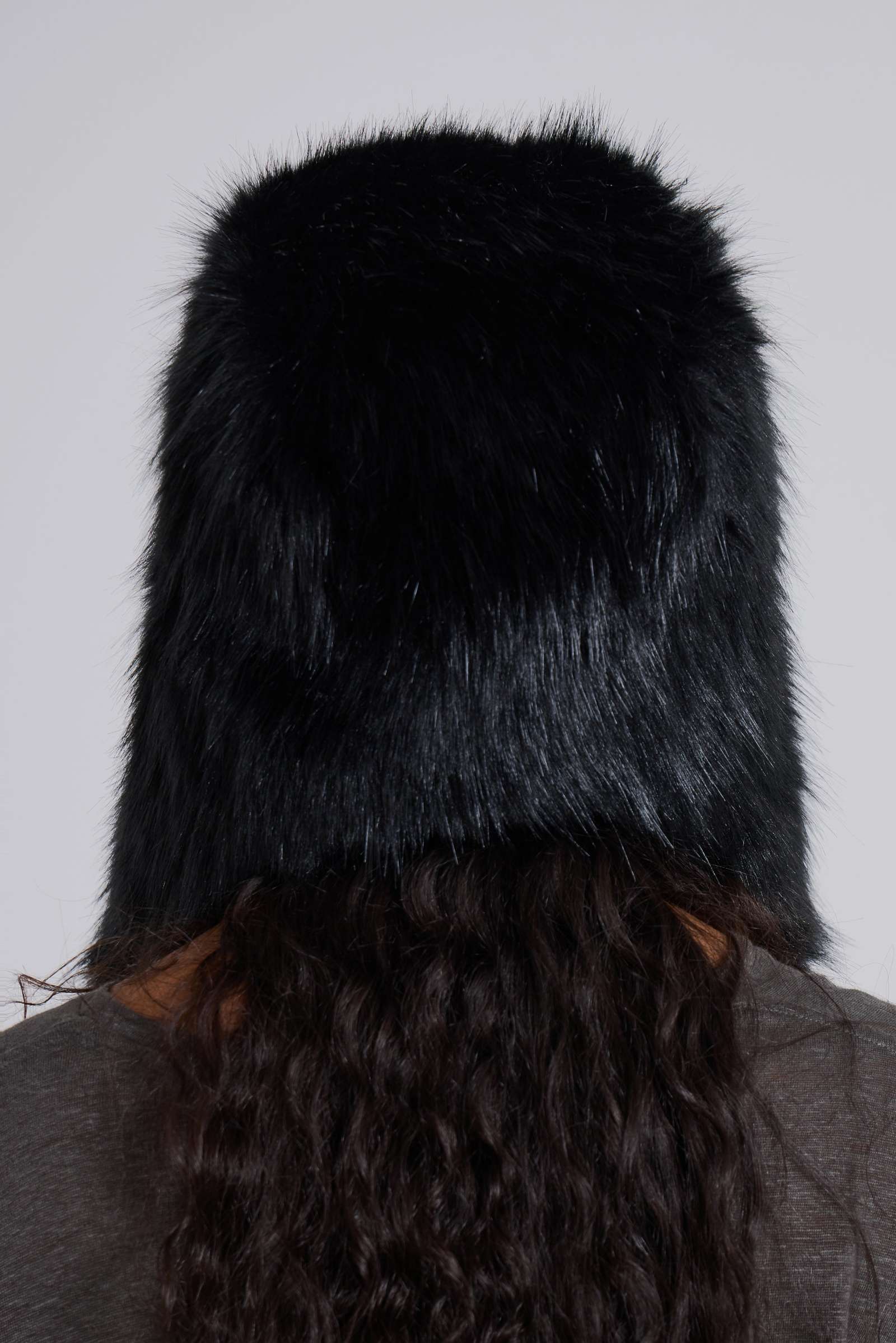 Black Faux Fur Trapper Hat