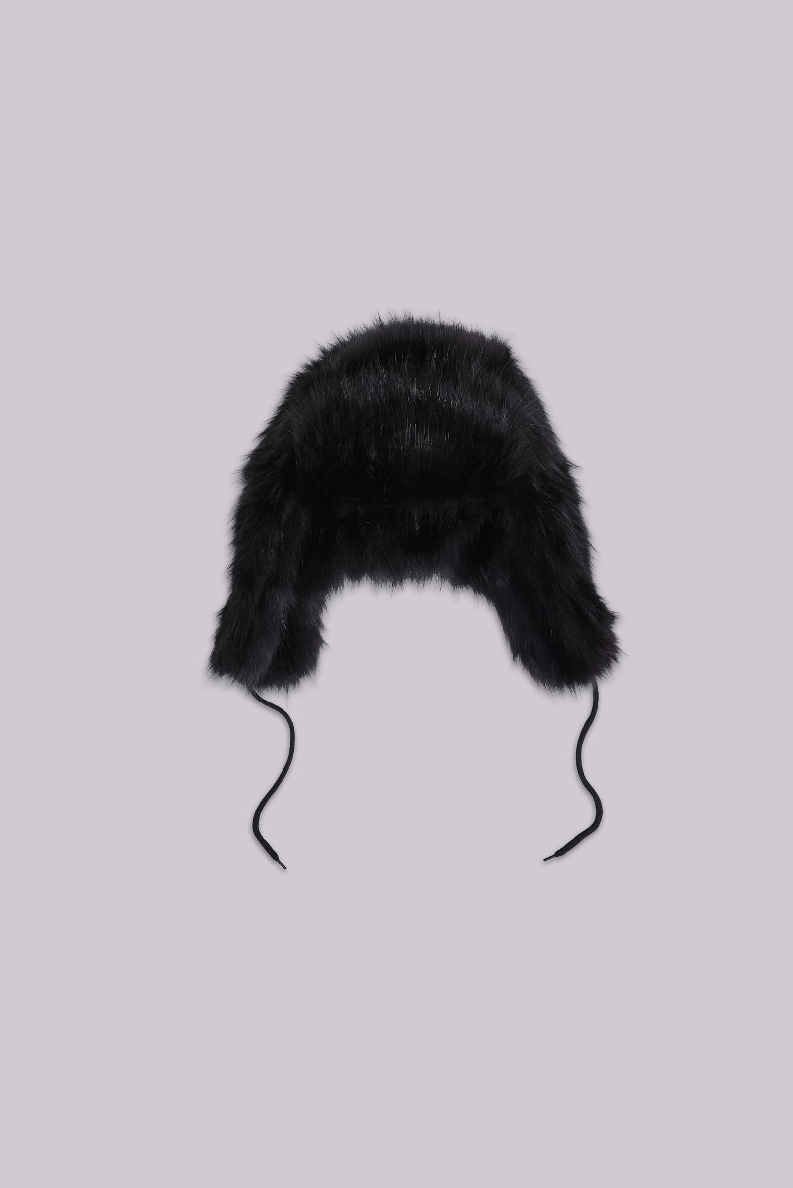 Black Faux Fur Trapper Hat