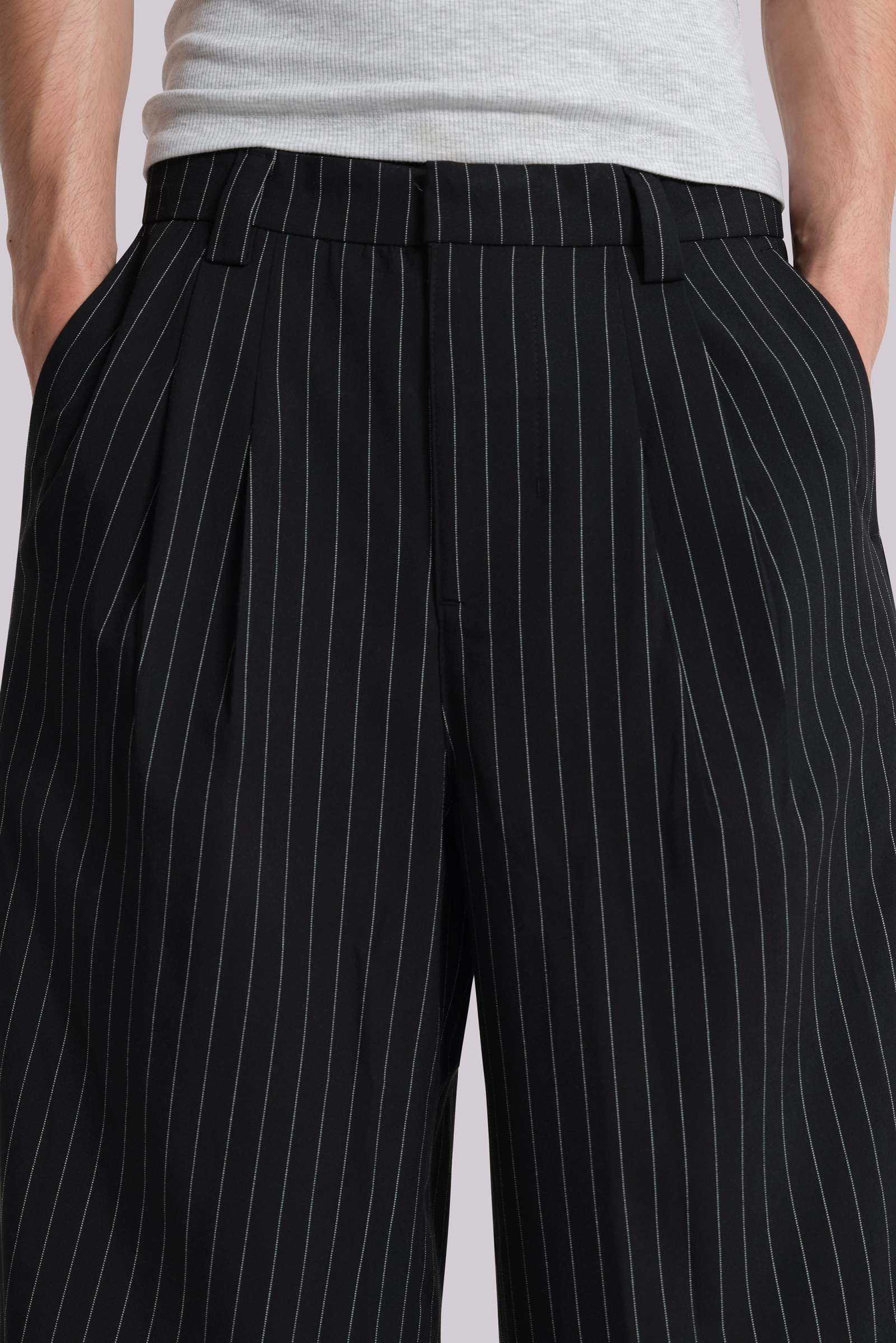 Black Pinstripe Goliath Baggy Shorts