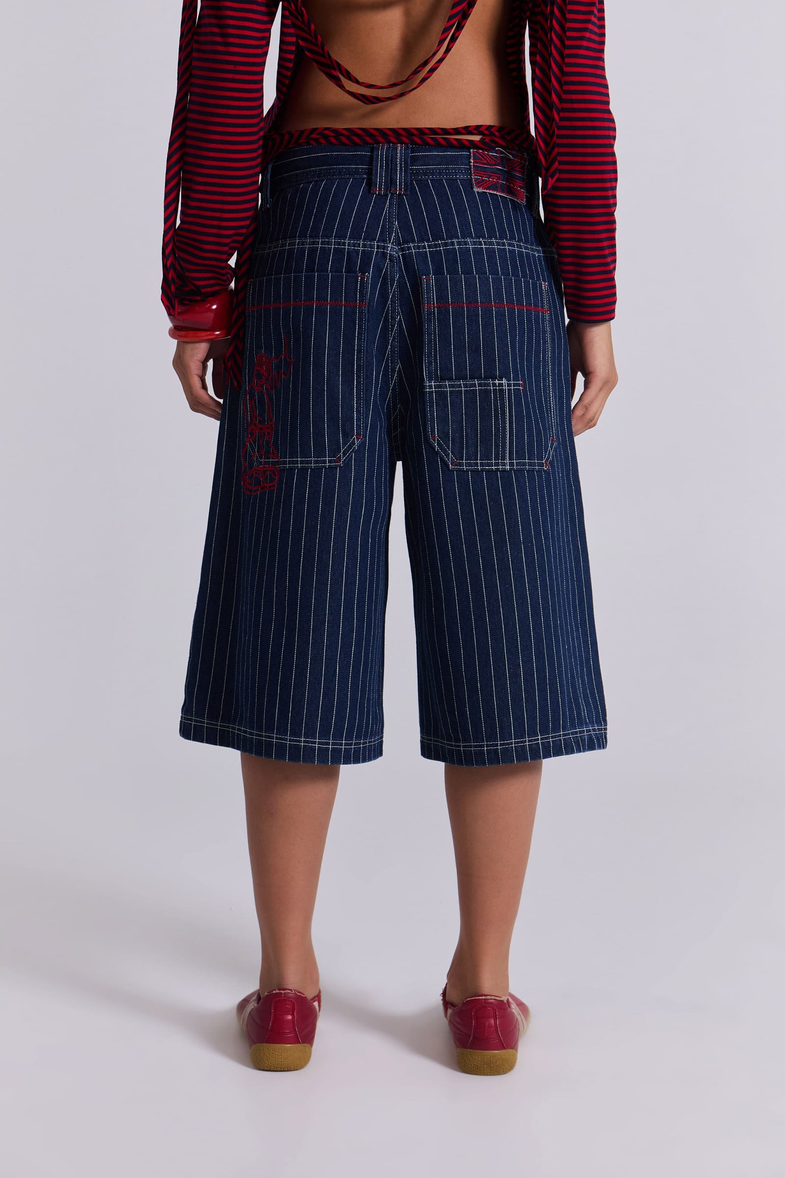 Ollie Pinstripe Jorts | Jaded London | Clothing