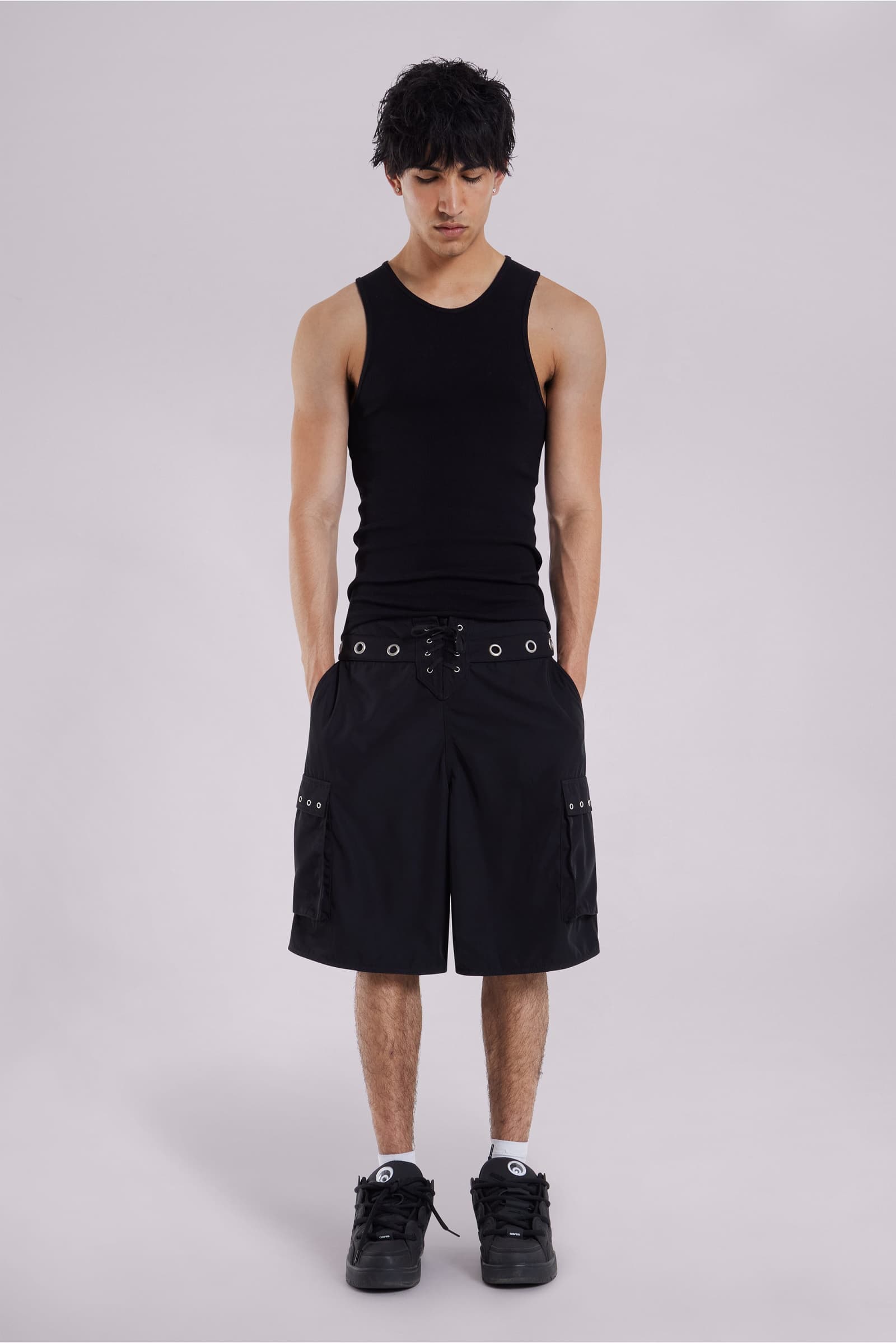 Black Eyelet Board Shorts