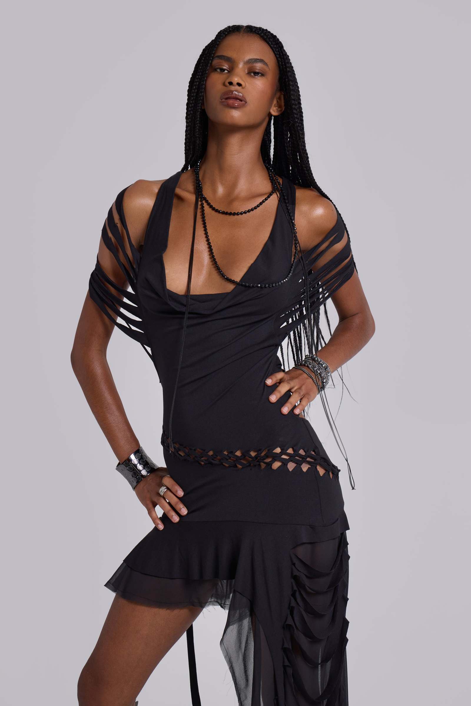 Vux Asymmetric Slashed Dress
