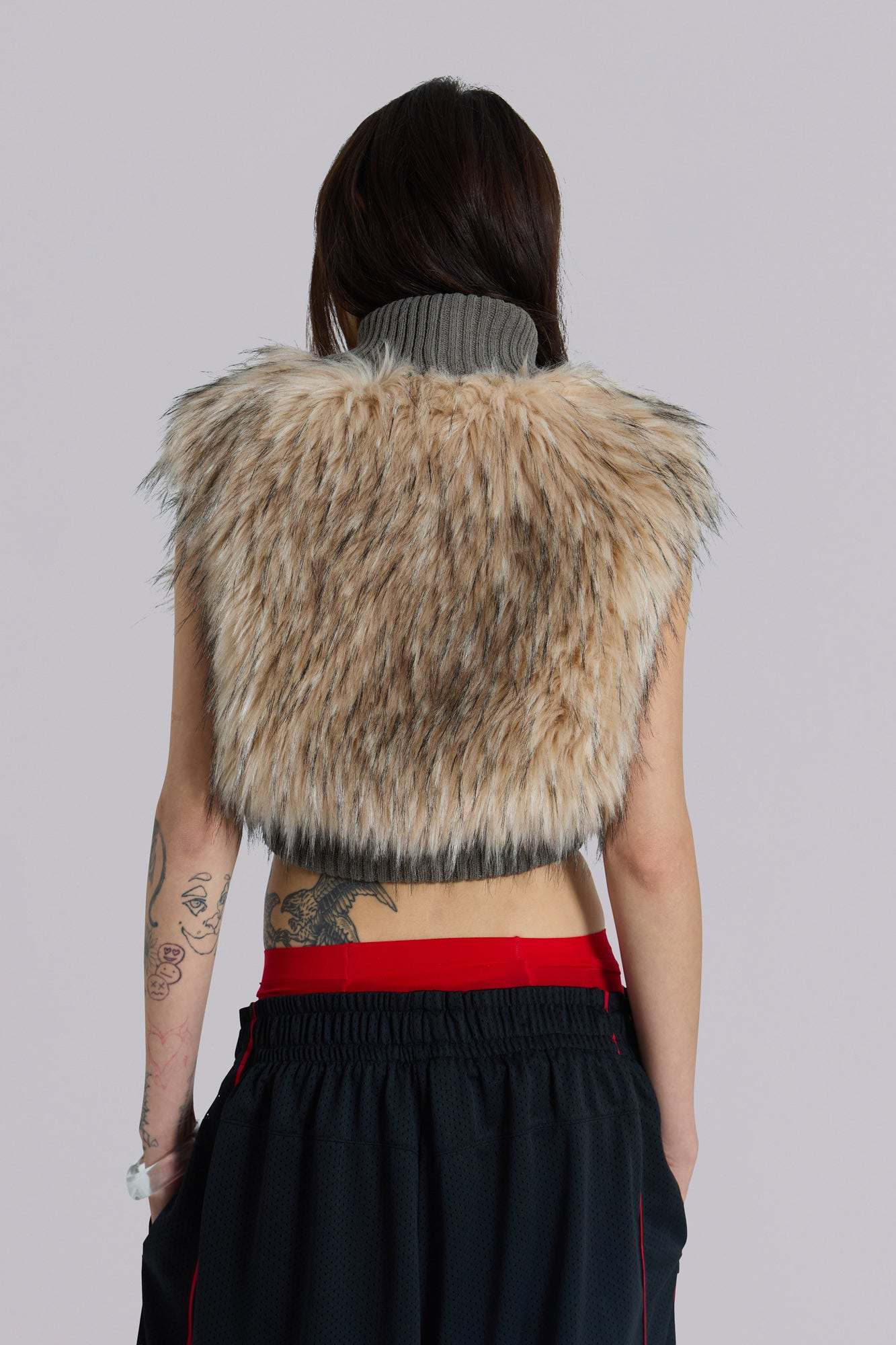 Meka Faux Fur Knit Shrug