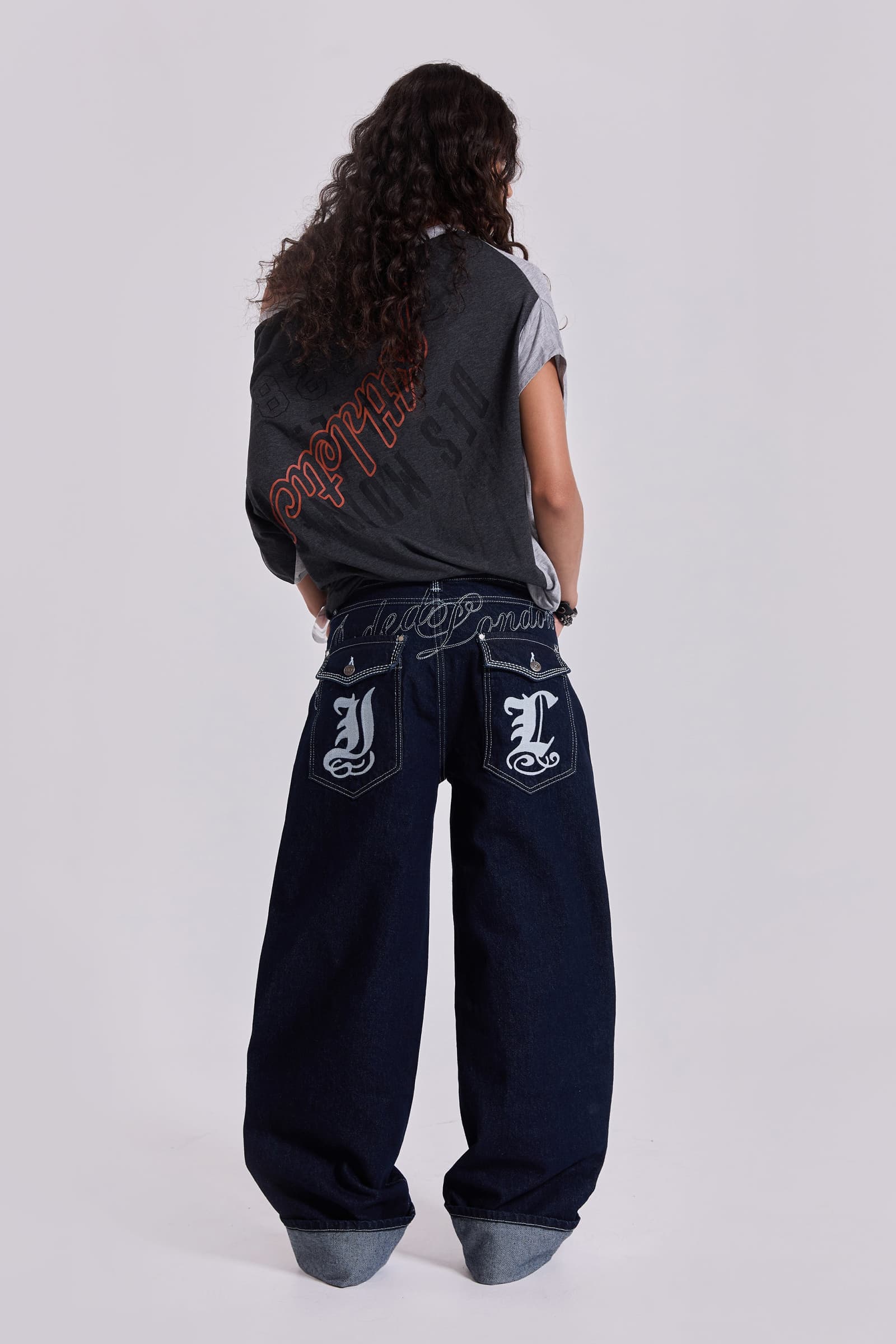 Shop Sonic Embroidered Baggy Jeans | Jaded London | Clothing