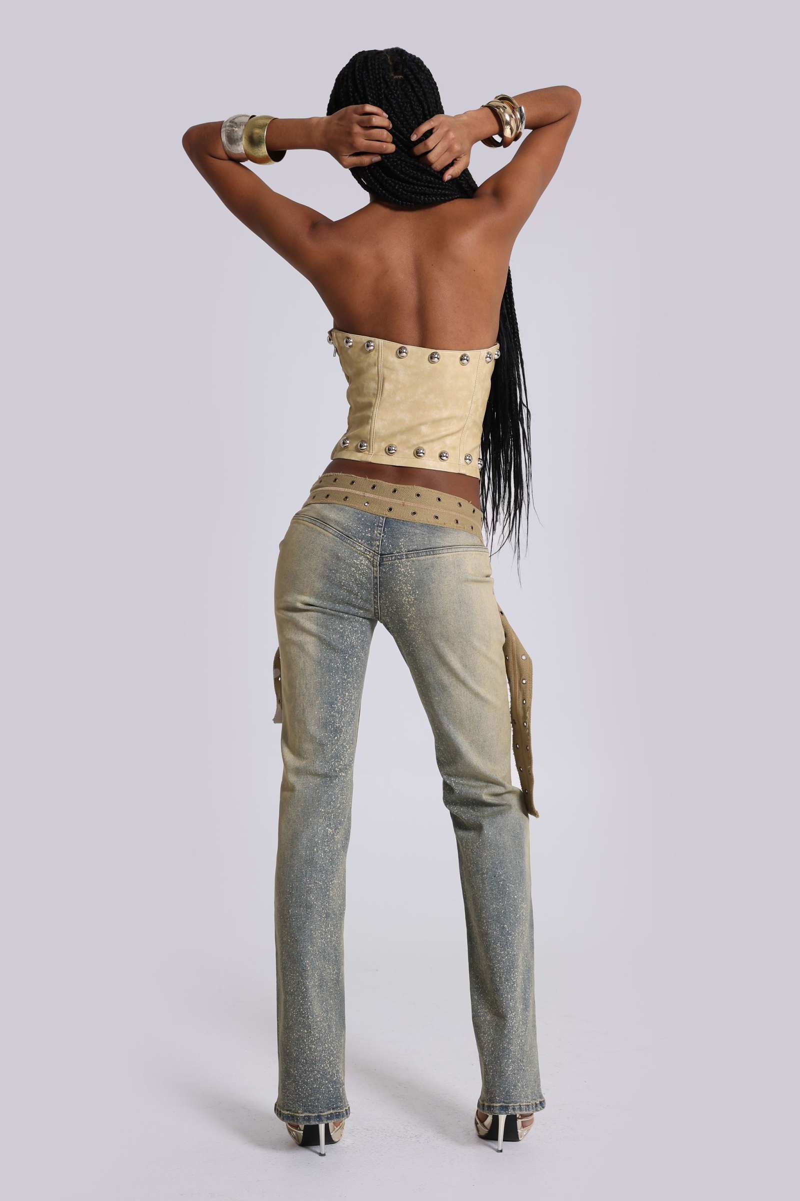 Vinta PU Leather Studded Corset Top