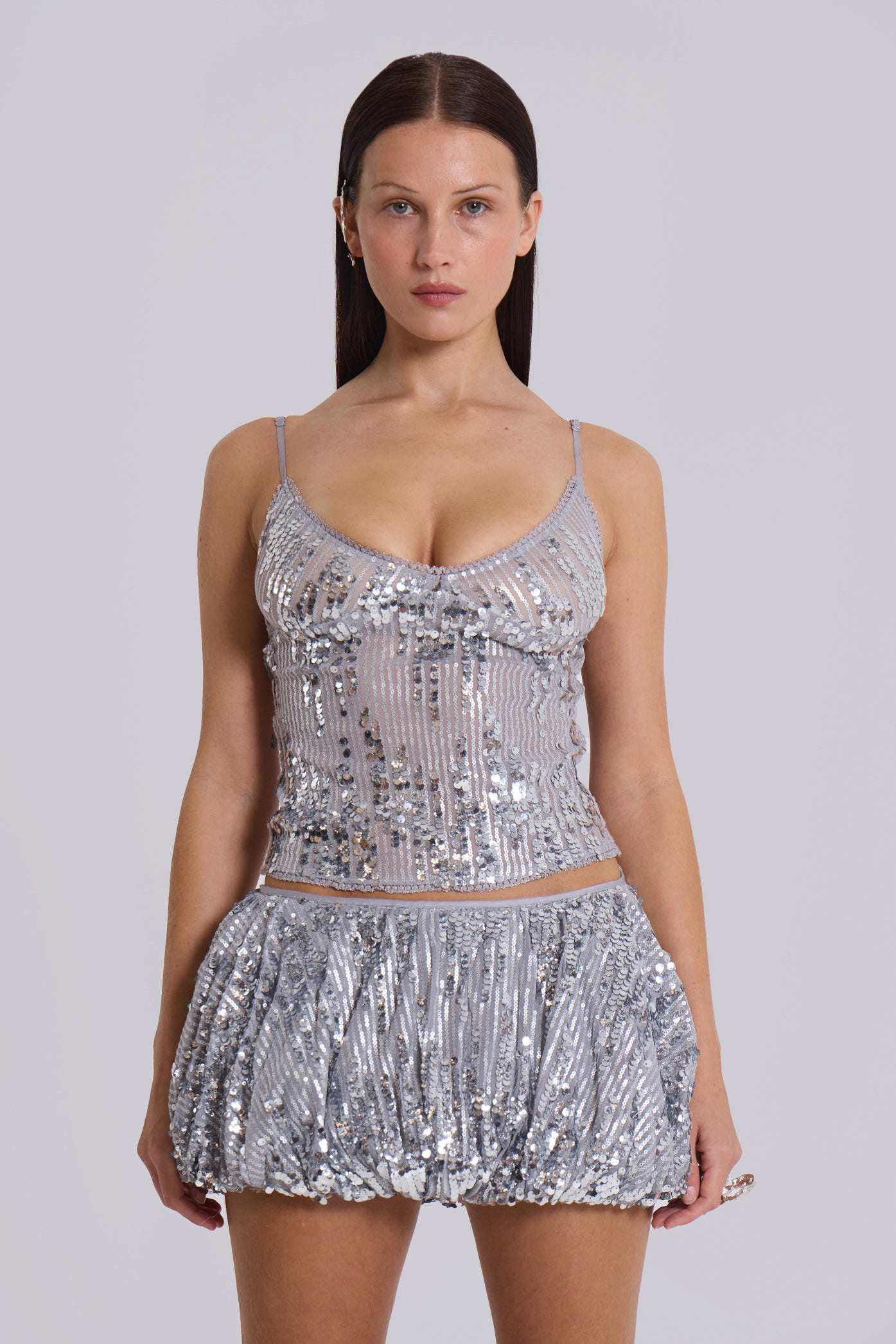 Cosmic Sequin Puffball Micro Skirt