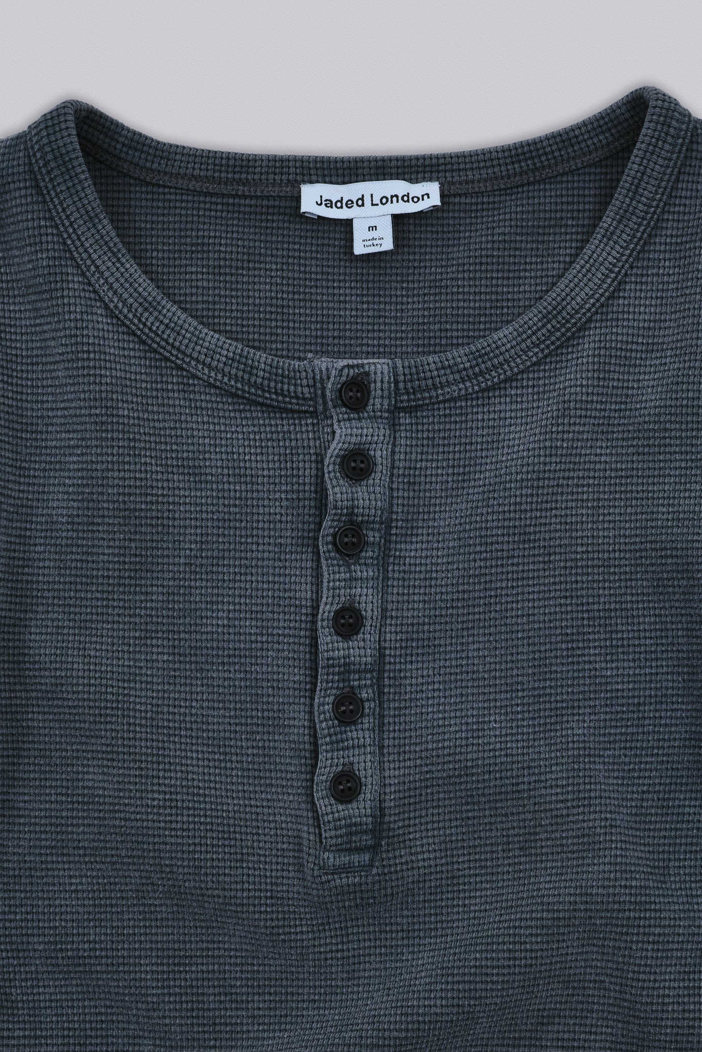 Charcoal Waffle Henley Top