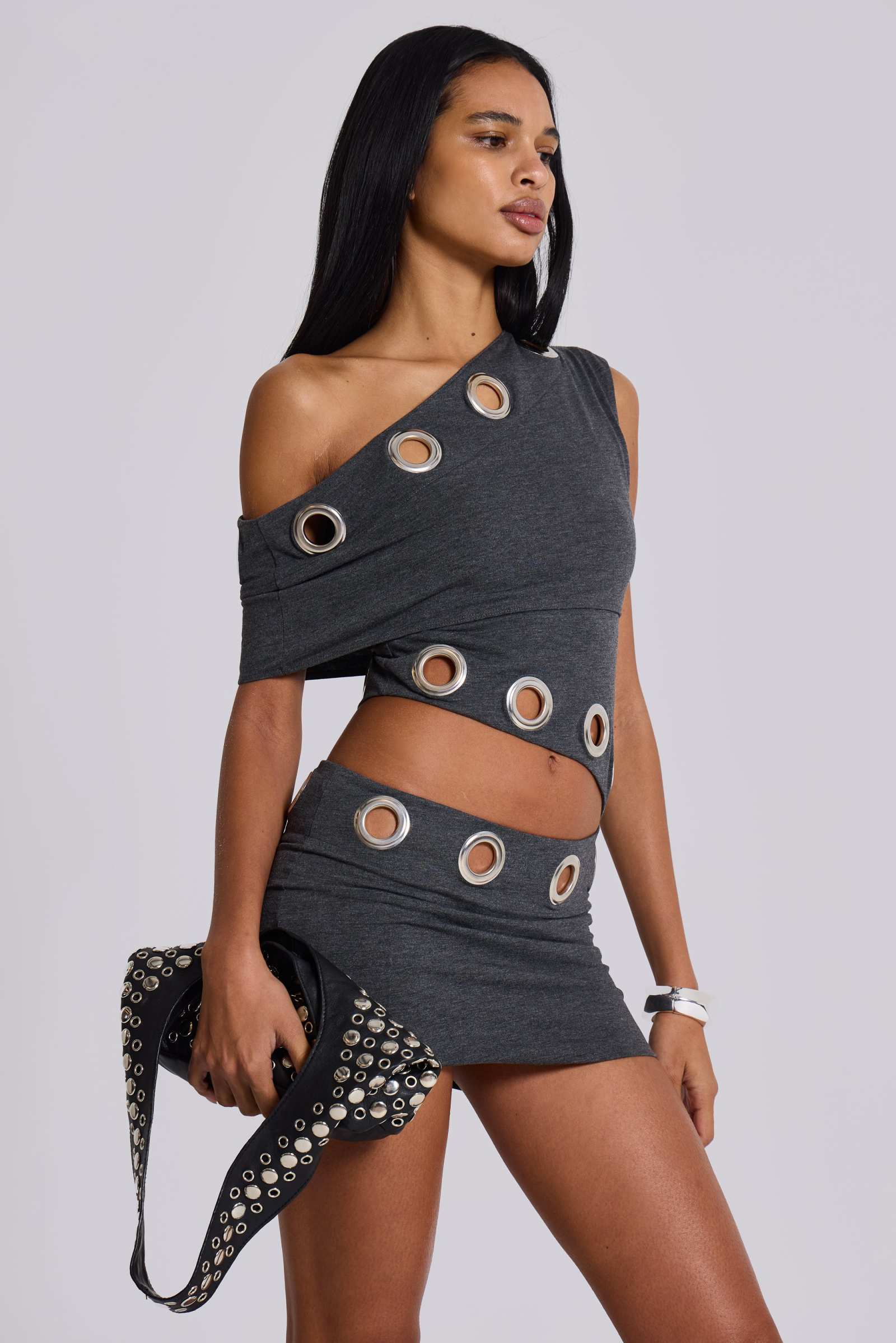 Zarco Asymmetric Mini Dress With Eyelets | Jaded London | Clothing Zarco Asymmetric Mini Dress With Eyelets | Jaded London | Clothing