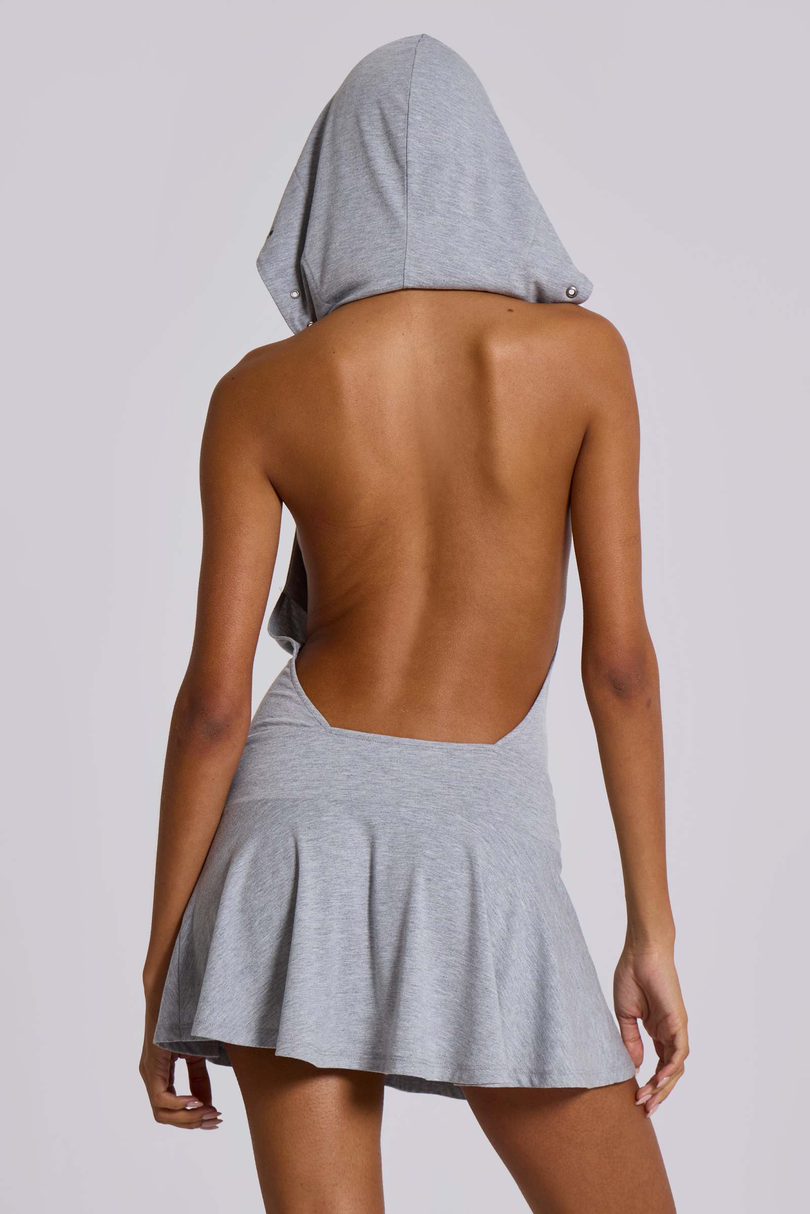 Maxing Hooded Mini Dress With Eyelets