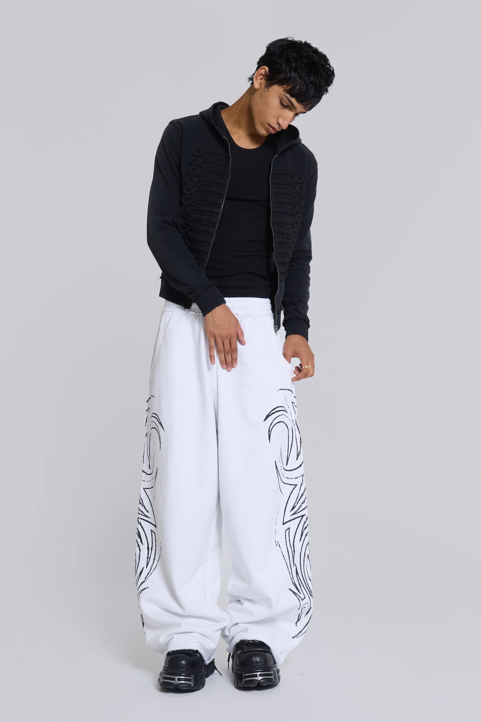 White Baggy Blade Joggers