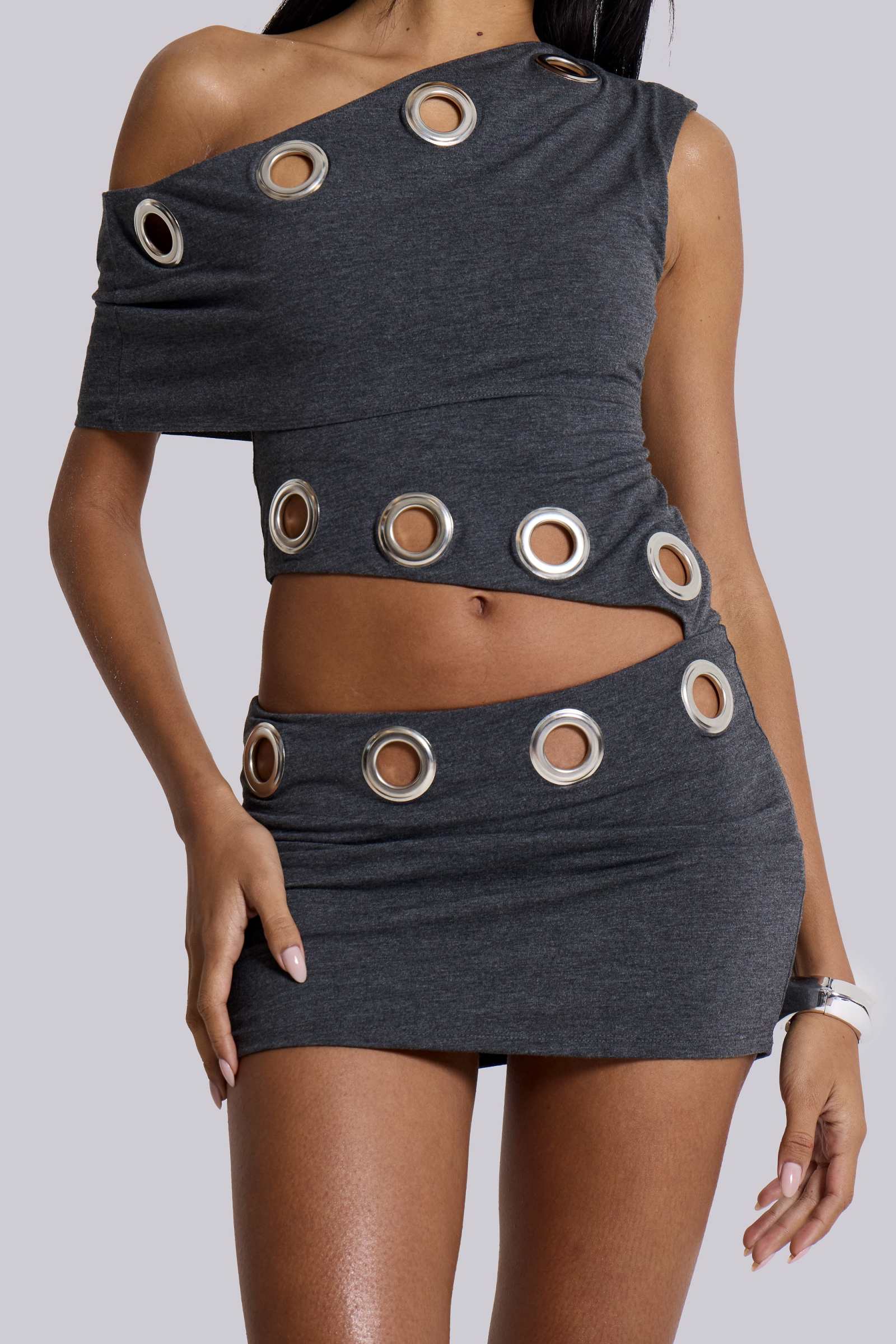 Zarco Asymmetric Mini Dress With Eyelets | Jaded London | Clothing Zarco Asymmetric Mini Dress With Eyelets | Jaded London | Clothing