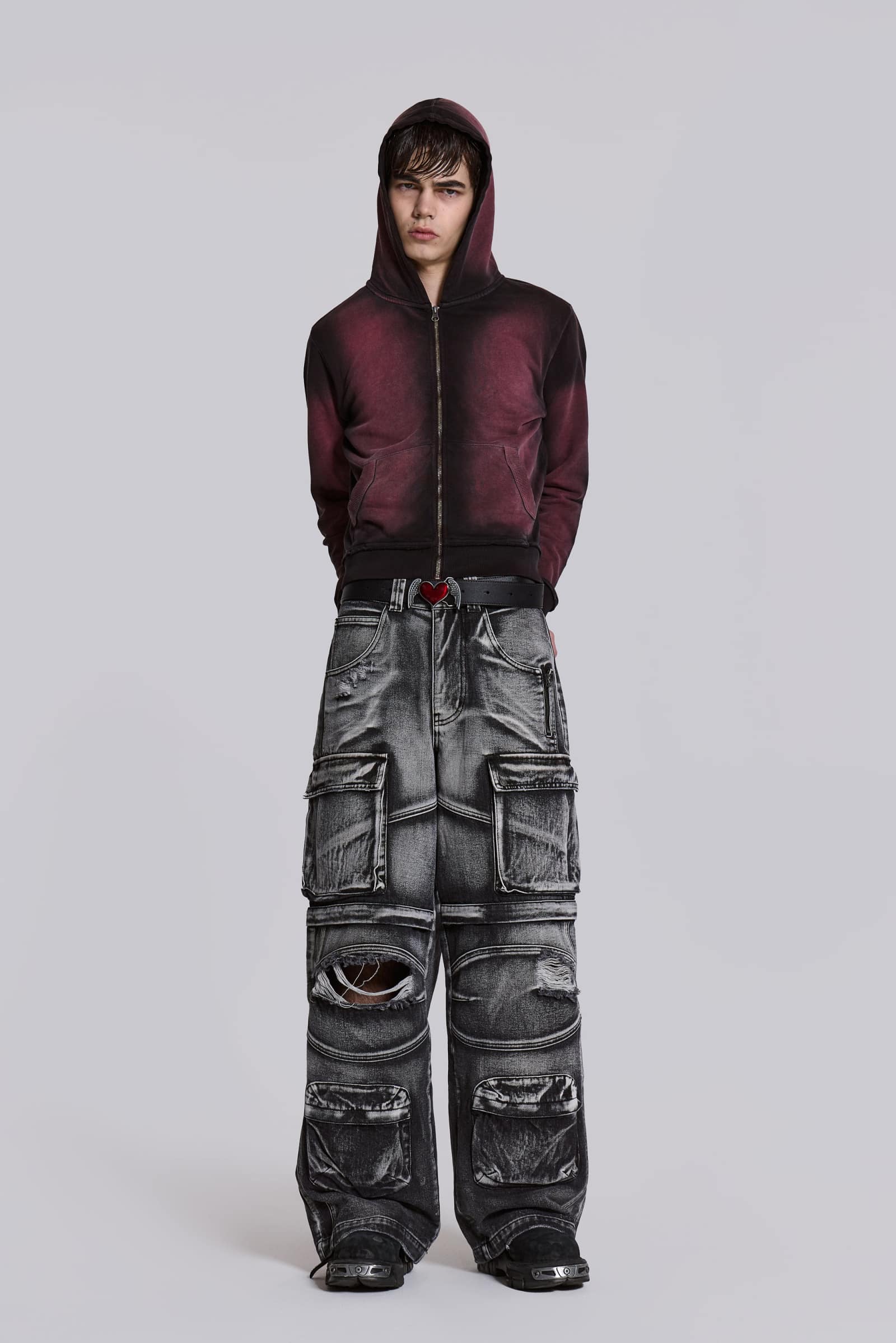 Washed Black Apex Denim Cargos