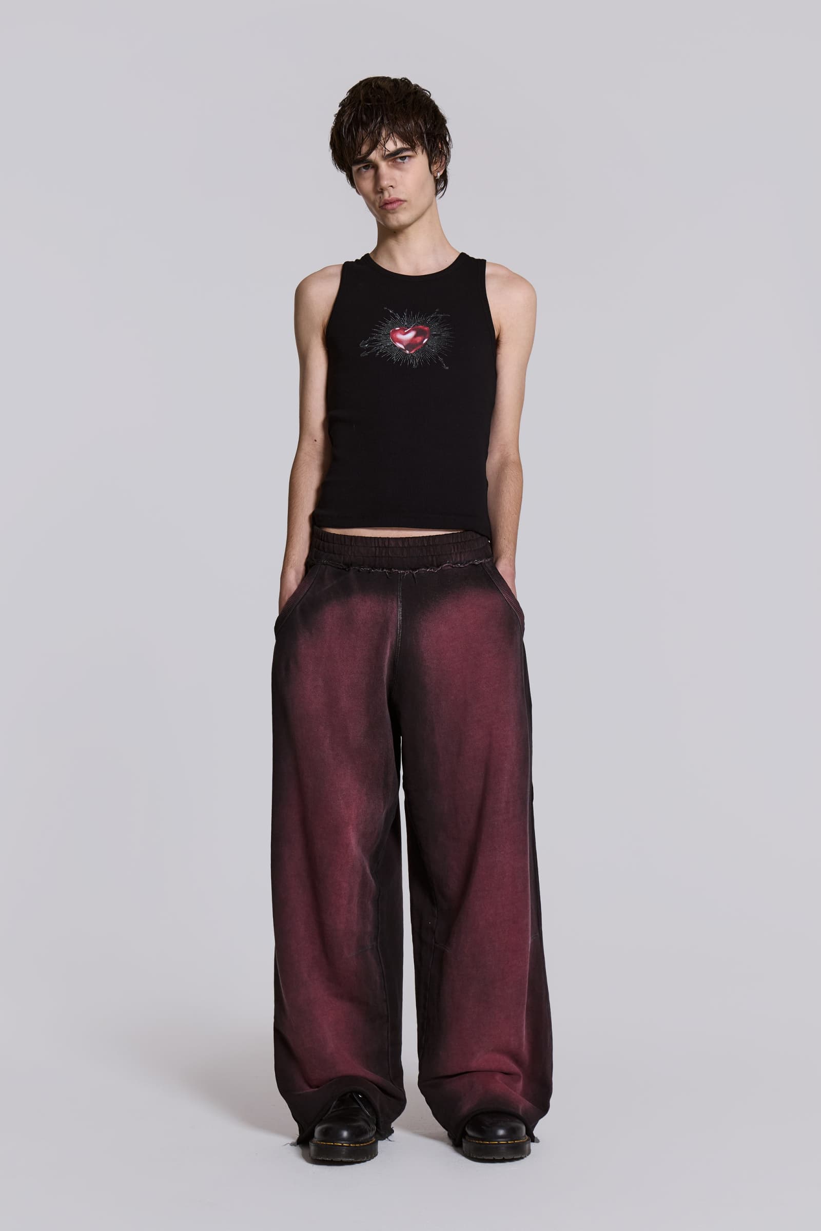 Shop Deep Red Fade Monster Joggers | Jaded London | Clothing