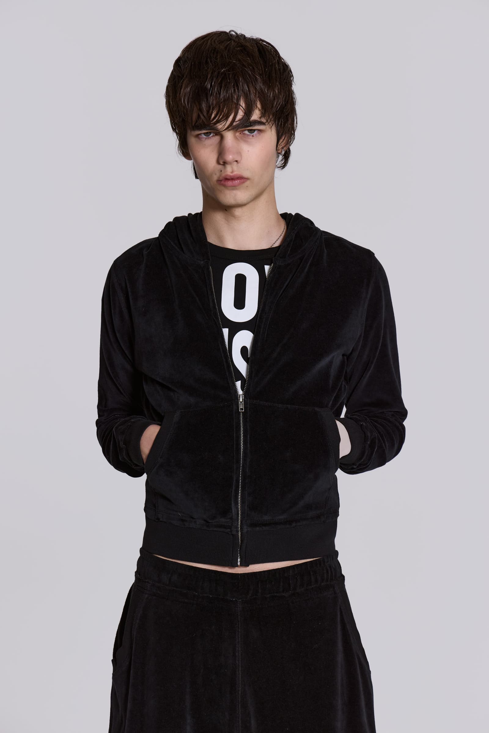【激安アウトレット!】 Shop Angel Black Velour Zip Hoodie | Jaded London | Clothing ジャケット・アウター