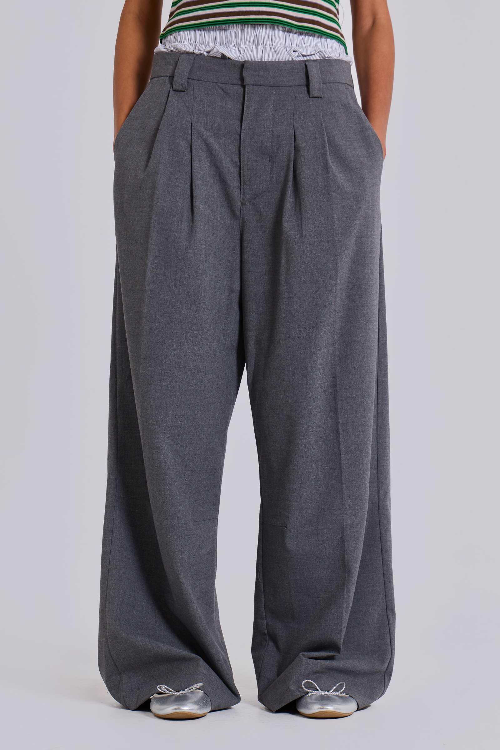 Baggy Charcoal Suit Trousers Goliath Grey Suit Pants