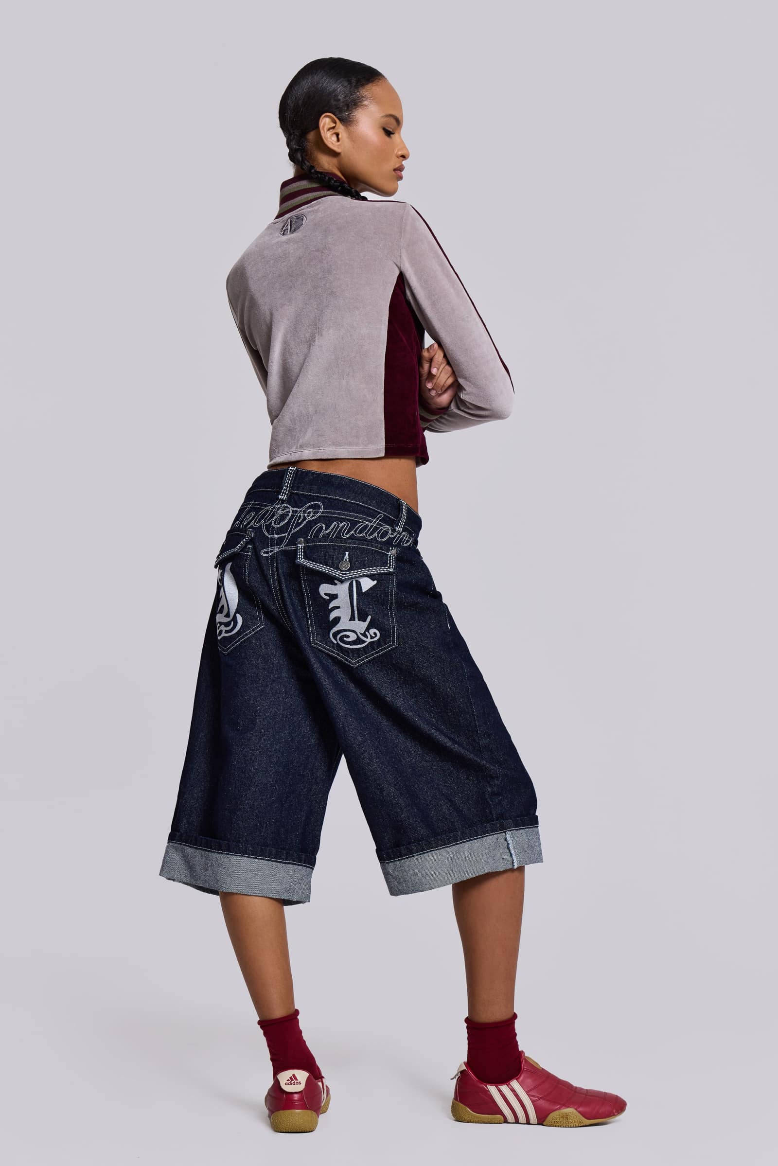 Shop Sonic J-L Indigo Jorts | Jaded London | Clothing