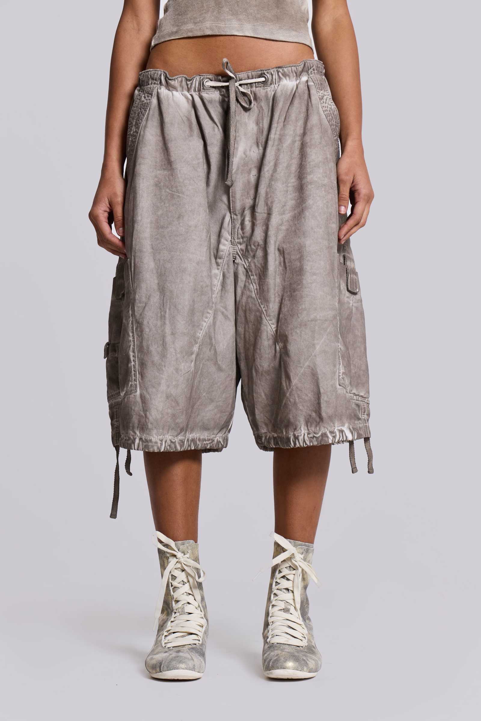 Stone Oil Wash Parachute Shorts