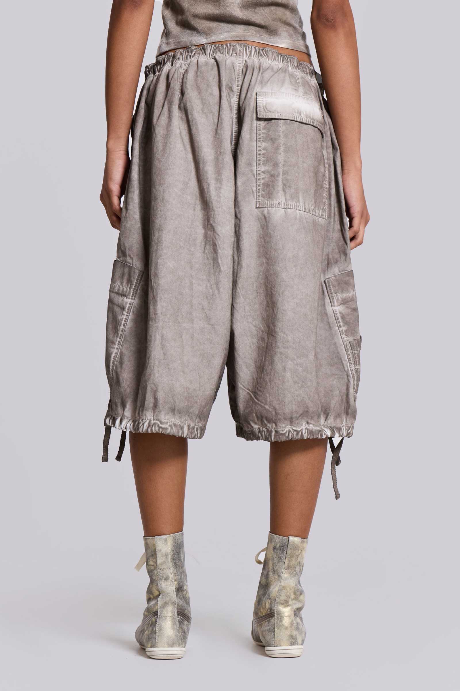 Stone Oil Wash Parachute Shorts