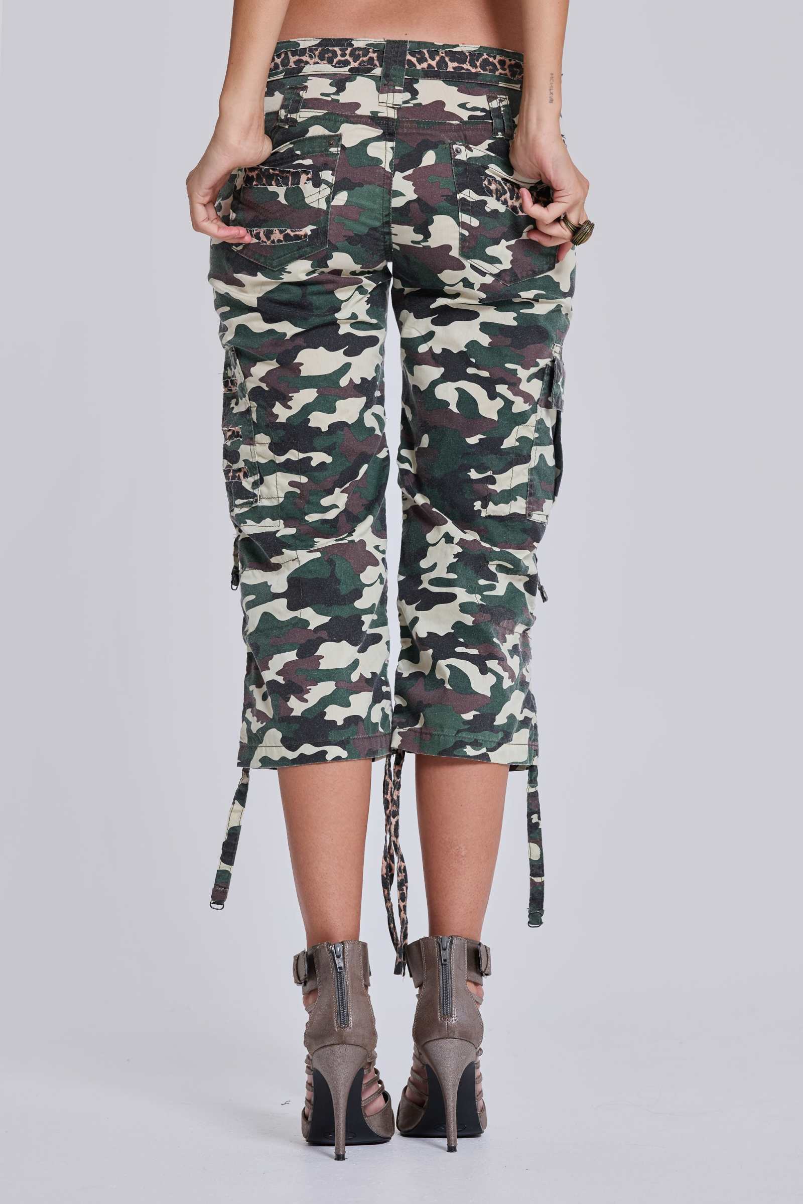 Stella Camo Leopard Cargo Capri Trousers