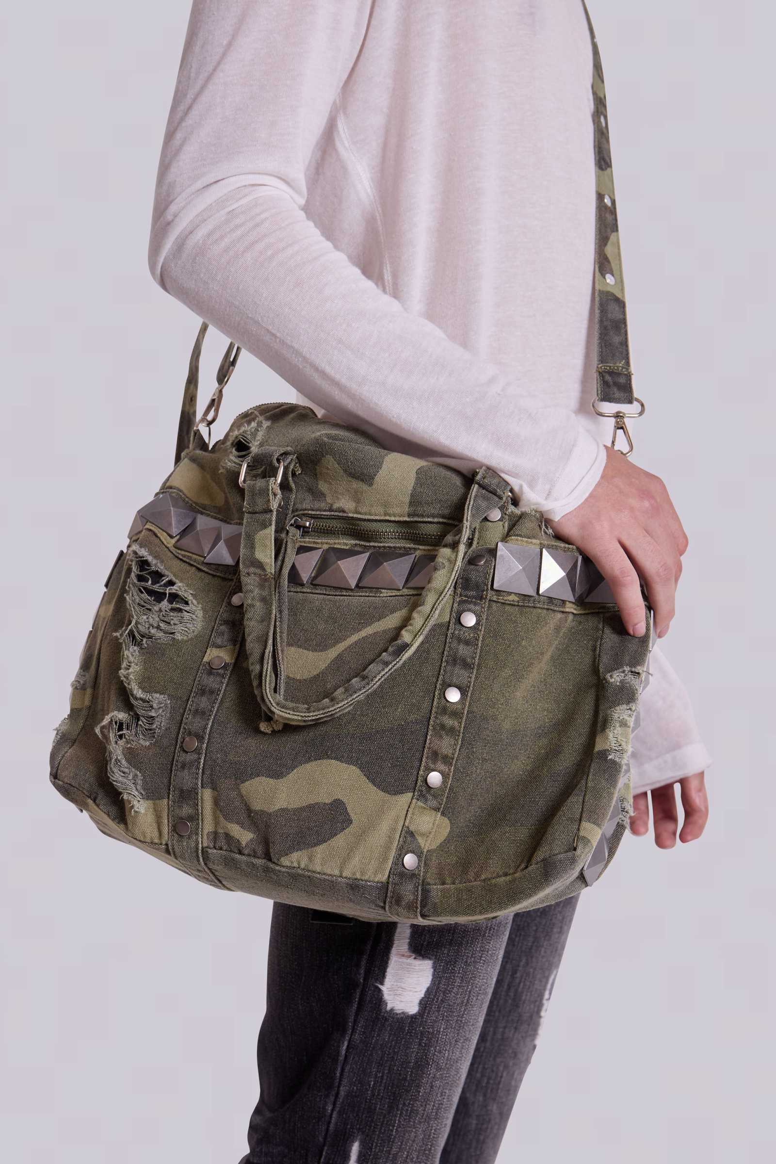 Trinity Camo Studded Bag | Jaded London | Clothing