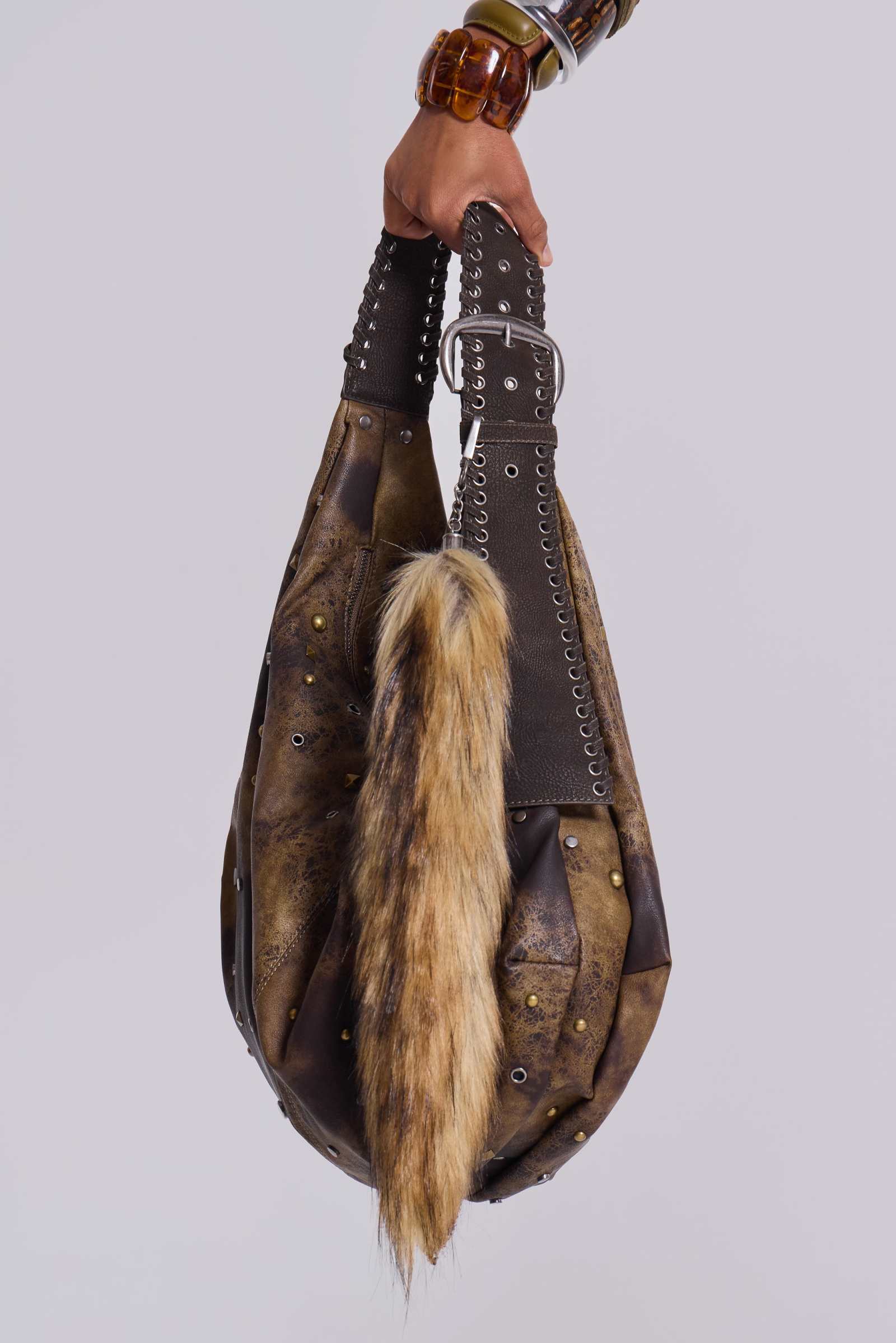 Ryder Studded Faux Leather Slouch Bag