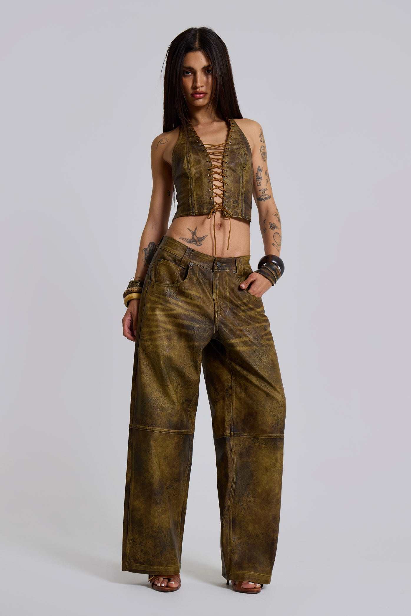 Vaca Faux Leather Colossus Trousers