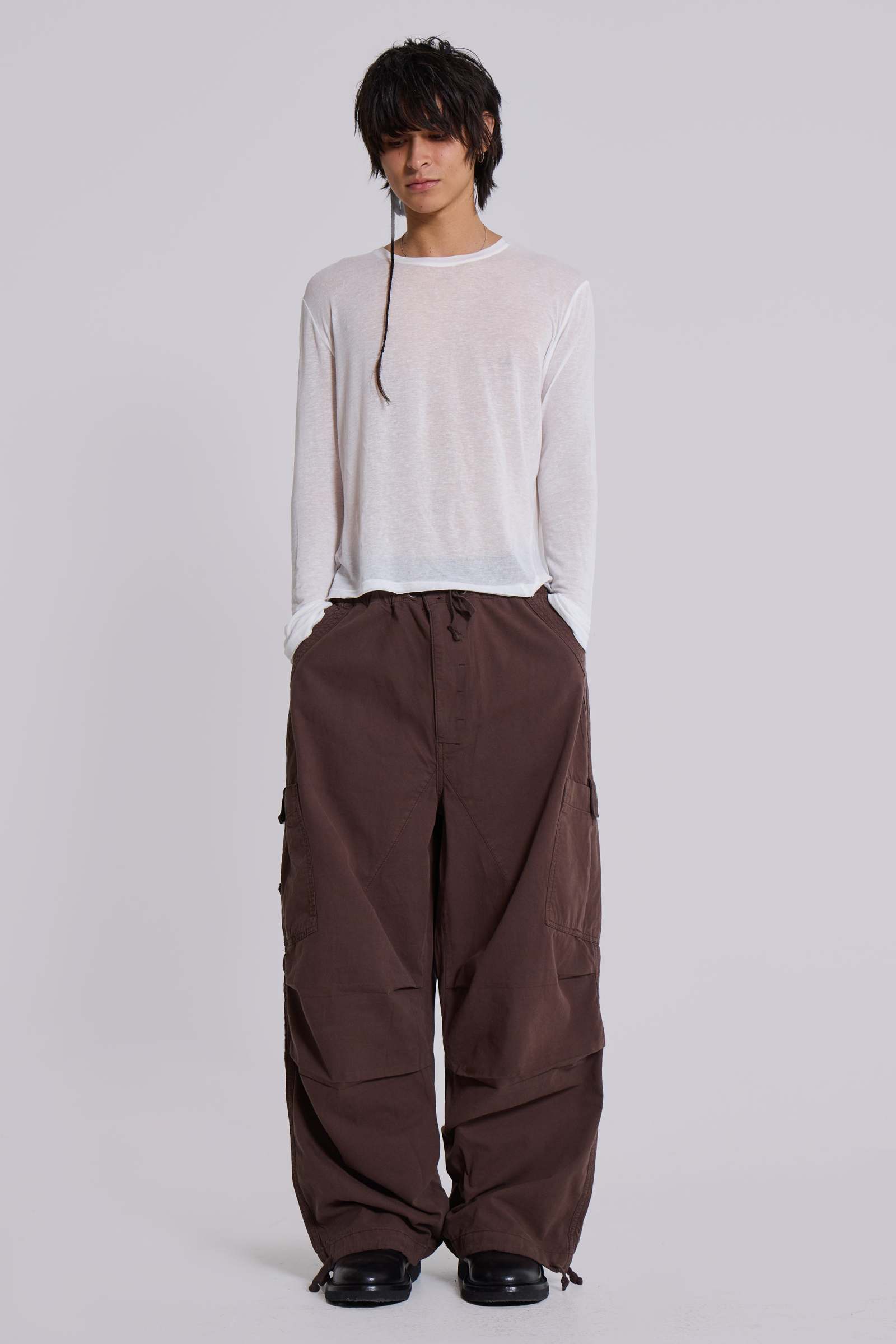 Brown Parachute Cargo Pants