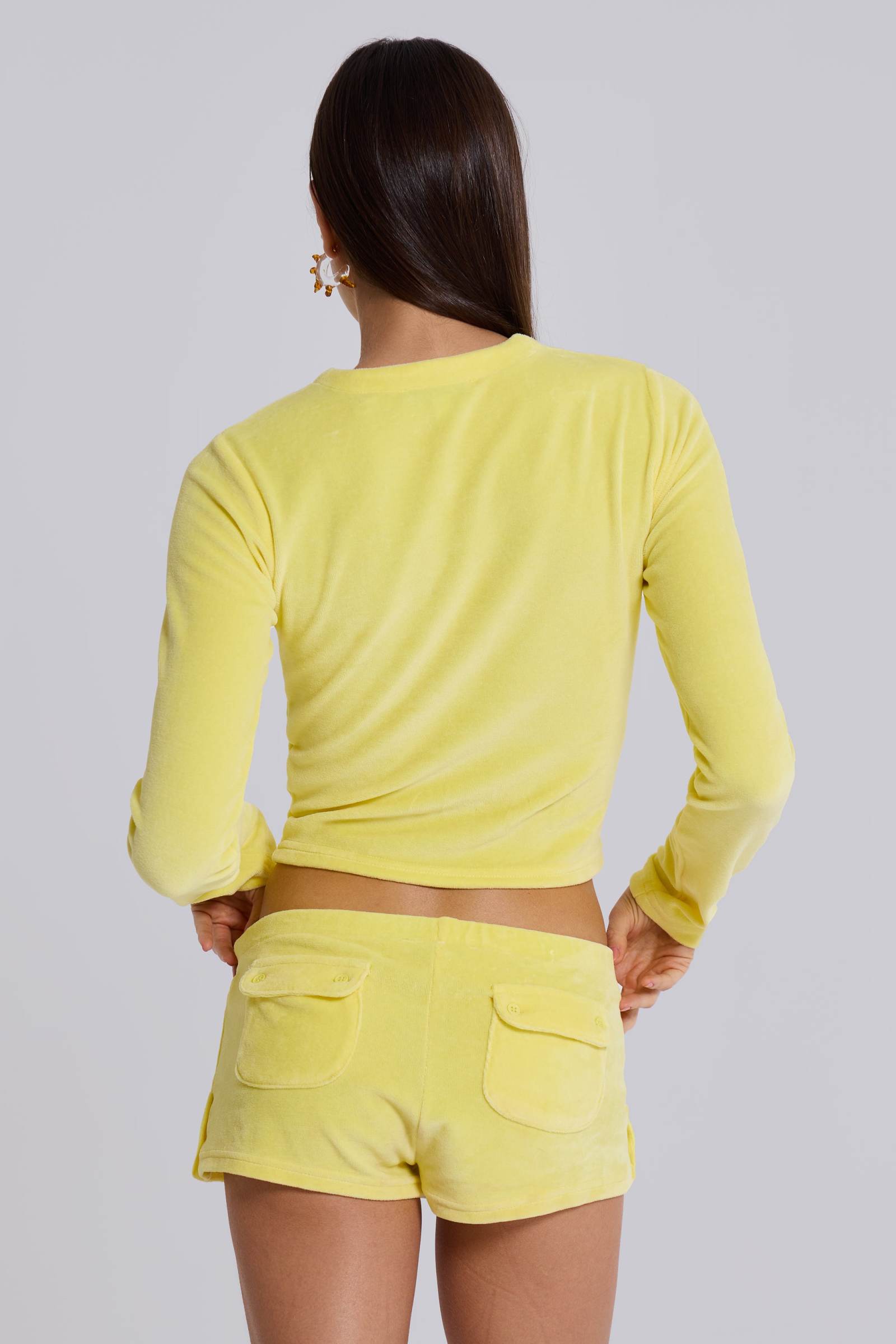 Shop Lemon Velour Mini Shorts | Jaded London | Clothing