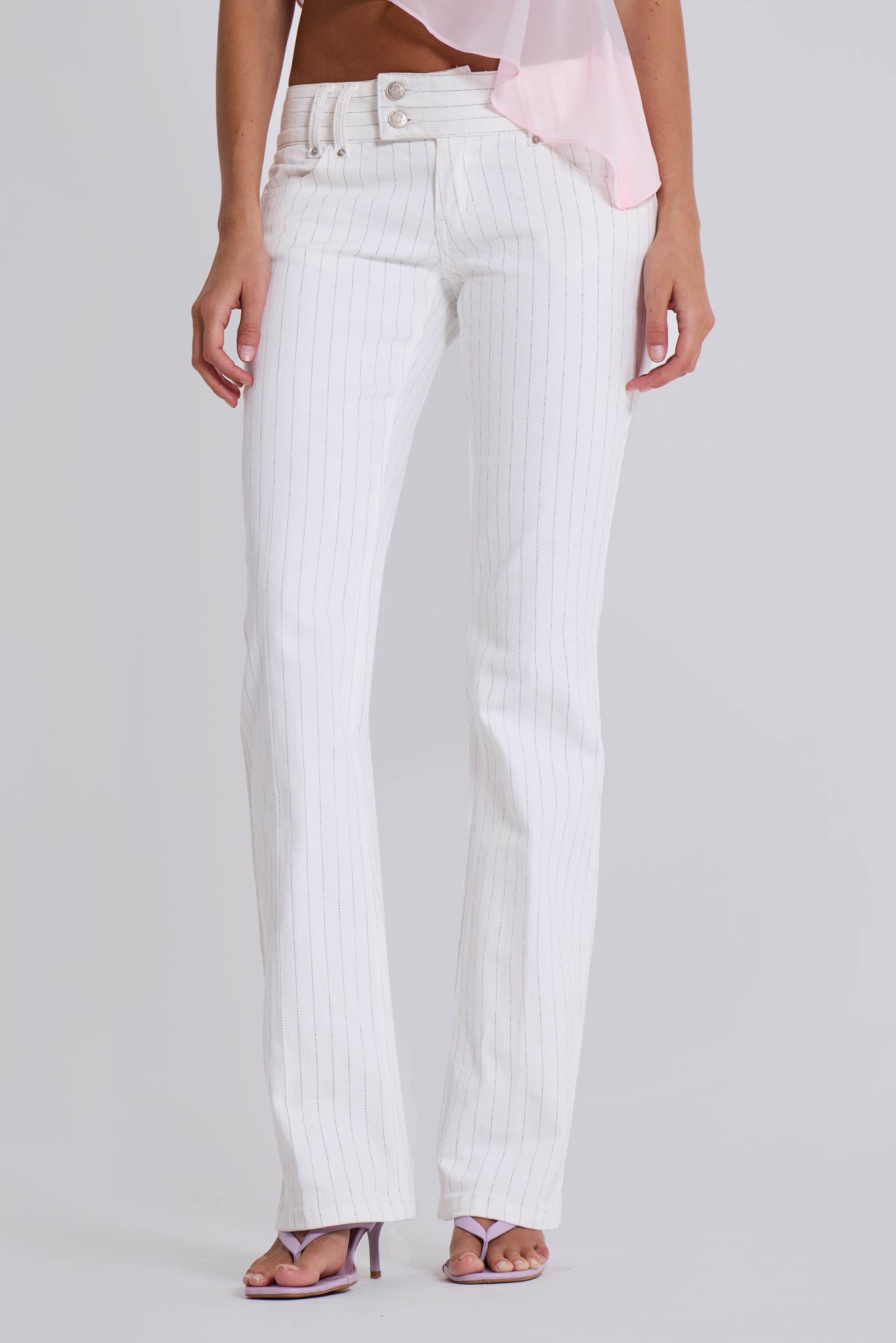 Shop White Pinstripe Thirteen Jeans | Jaded London | Clothing