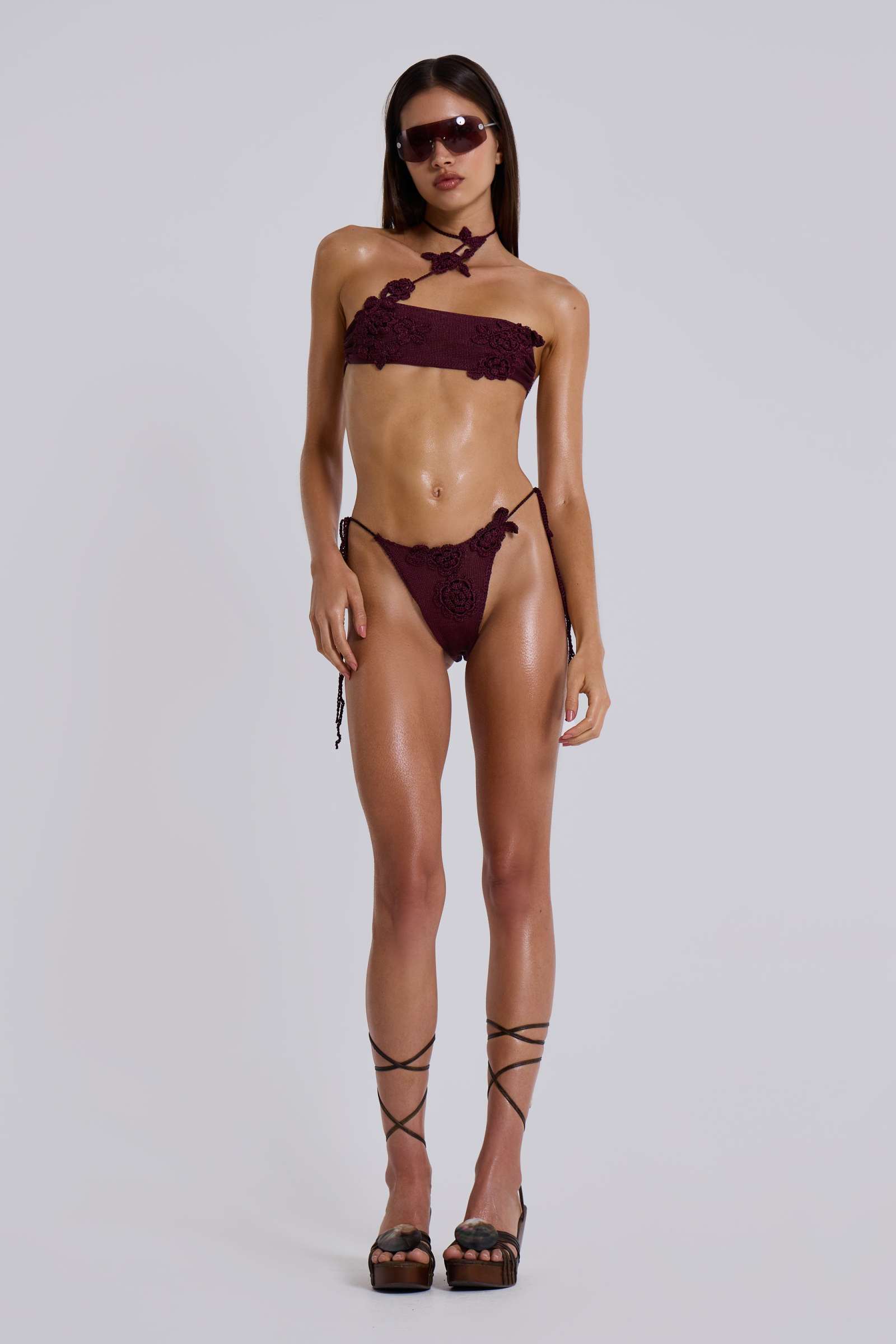 Alira Knit Flower Bandeau Bikini Top