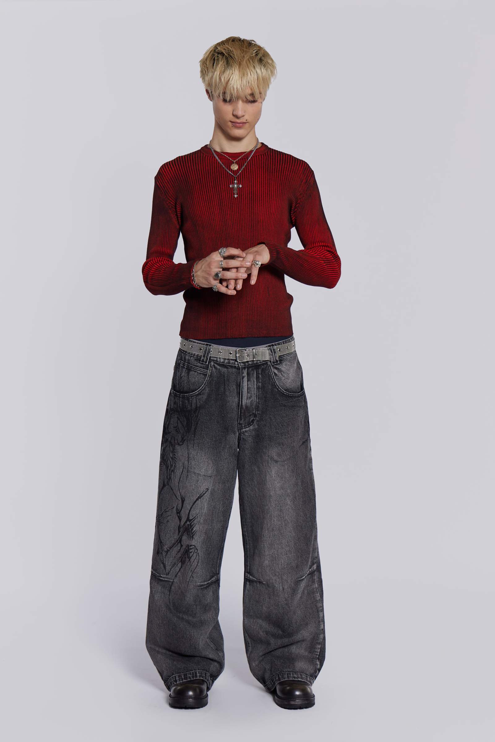 Jaded London Lazy Willy Denim Jeans in Black | REVOLVE