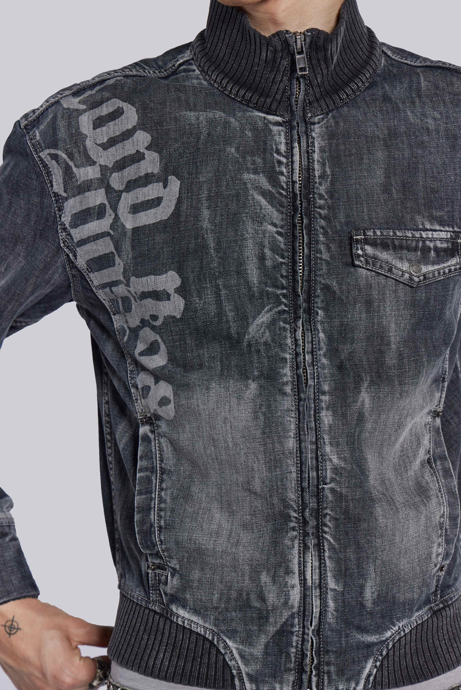 Smoke Denim Bomber