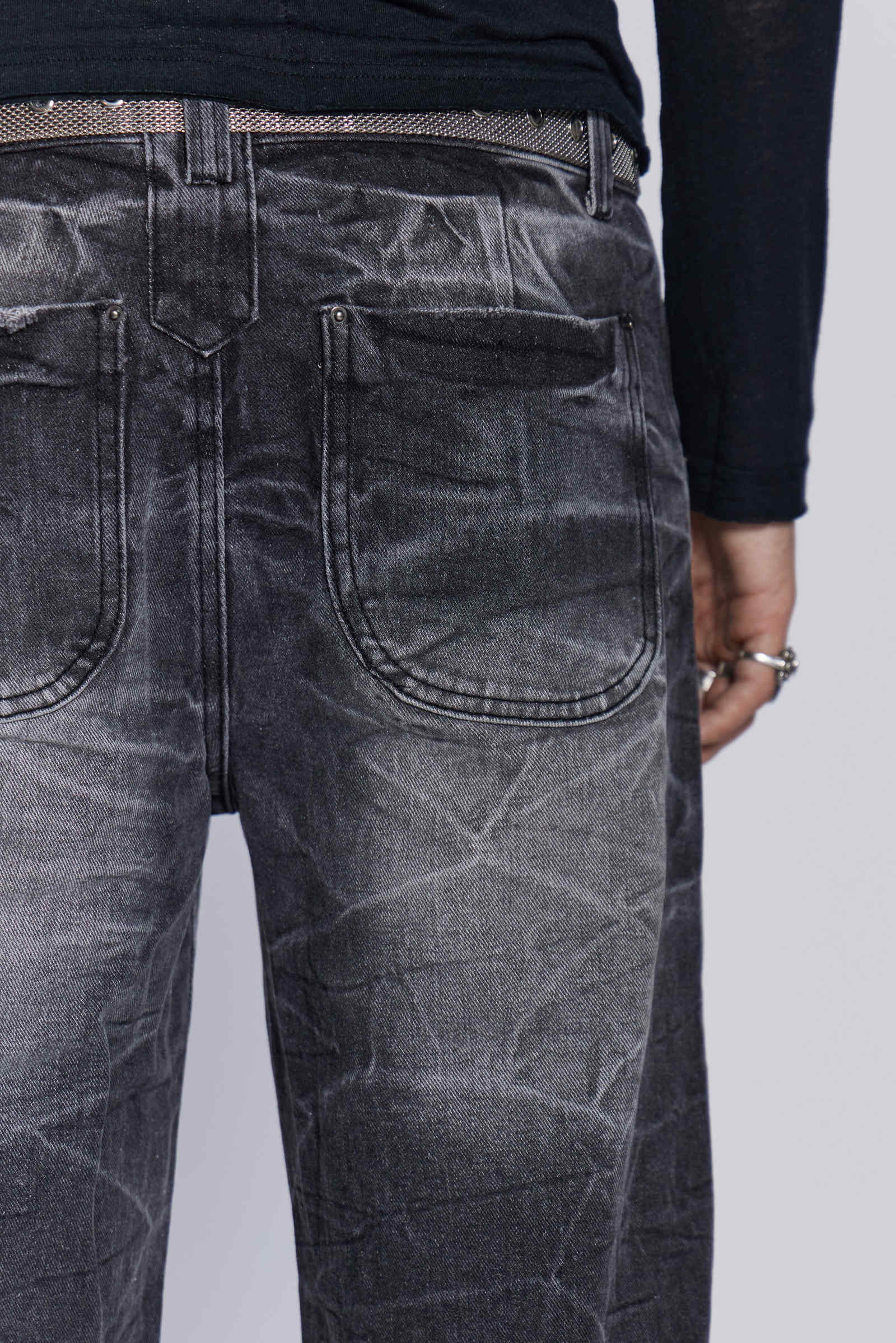 Black Crease Blaze Flared Jeans
