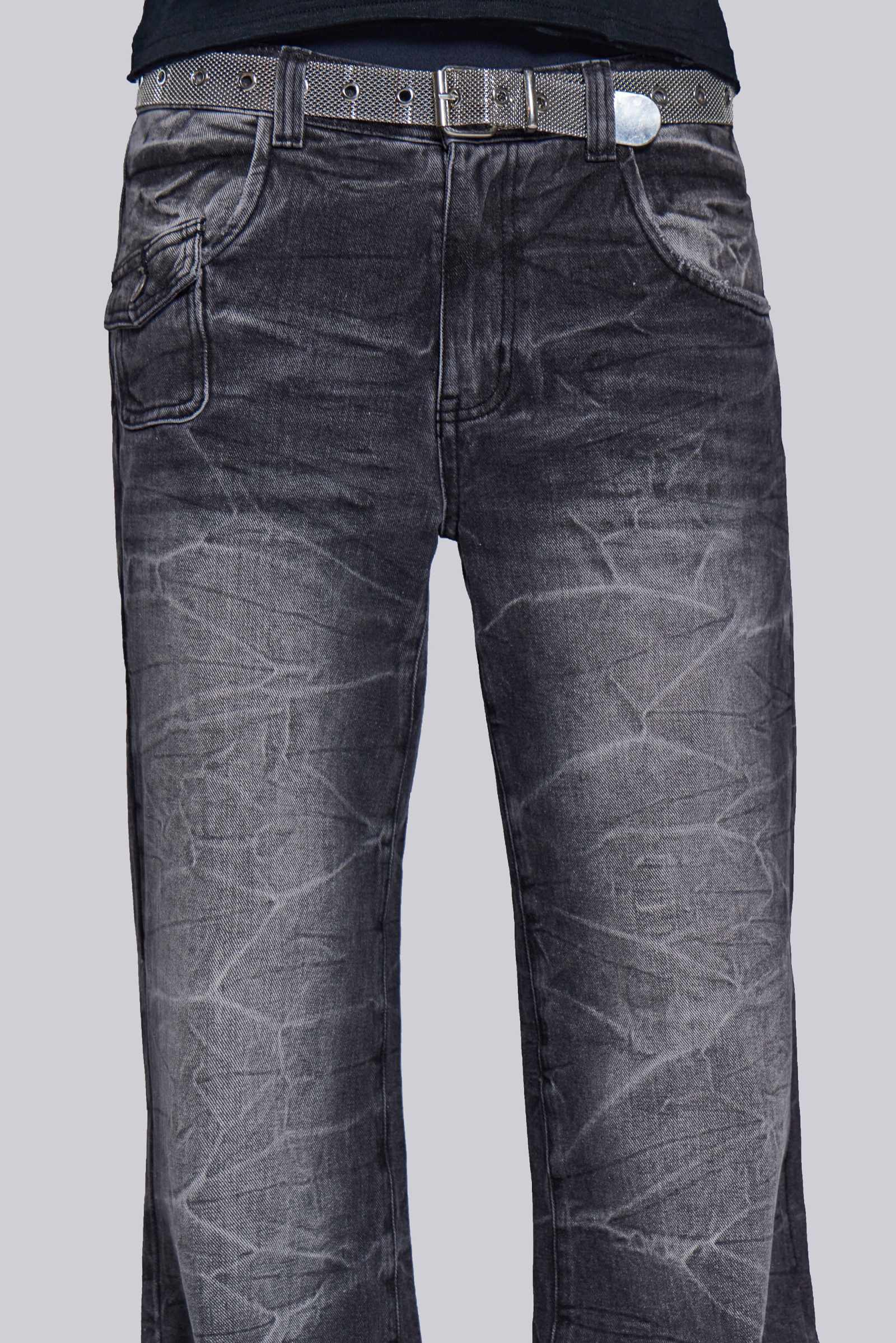 Black Crease Blaze Flared Jeans