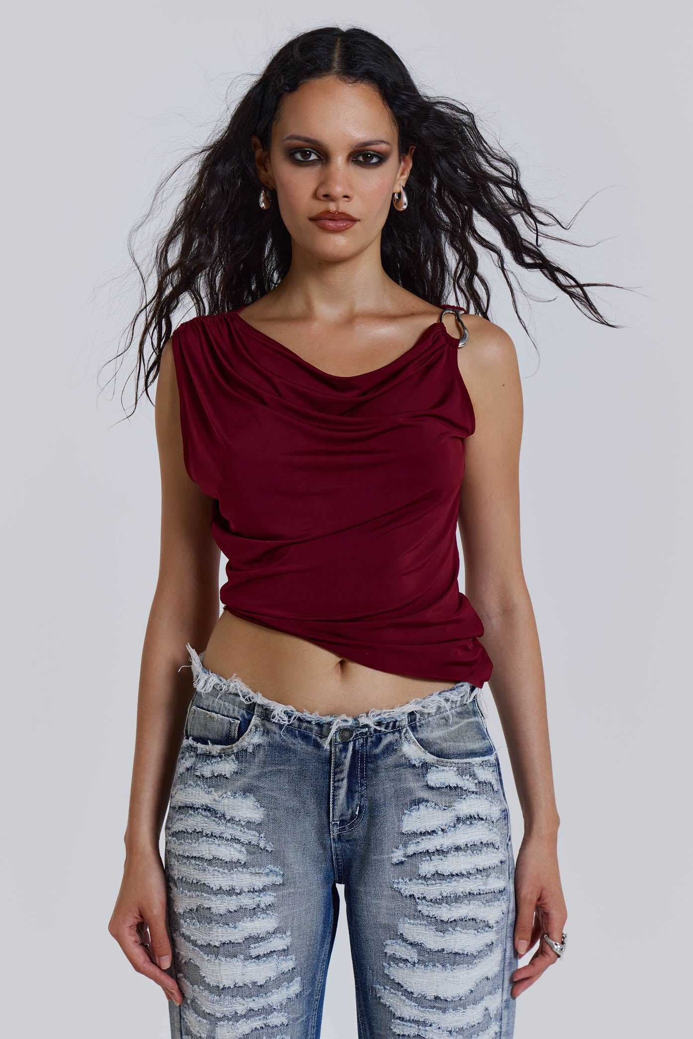Dare To Drape Top In Red Wine