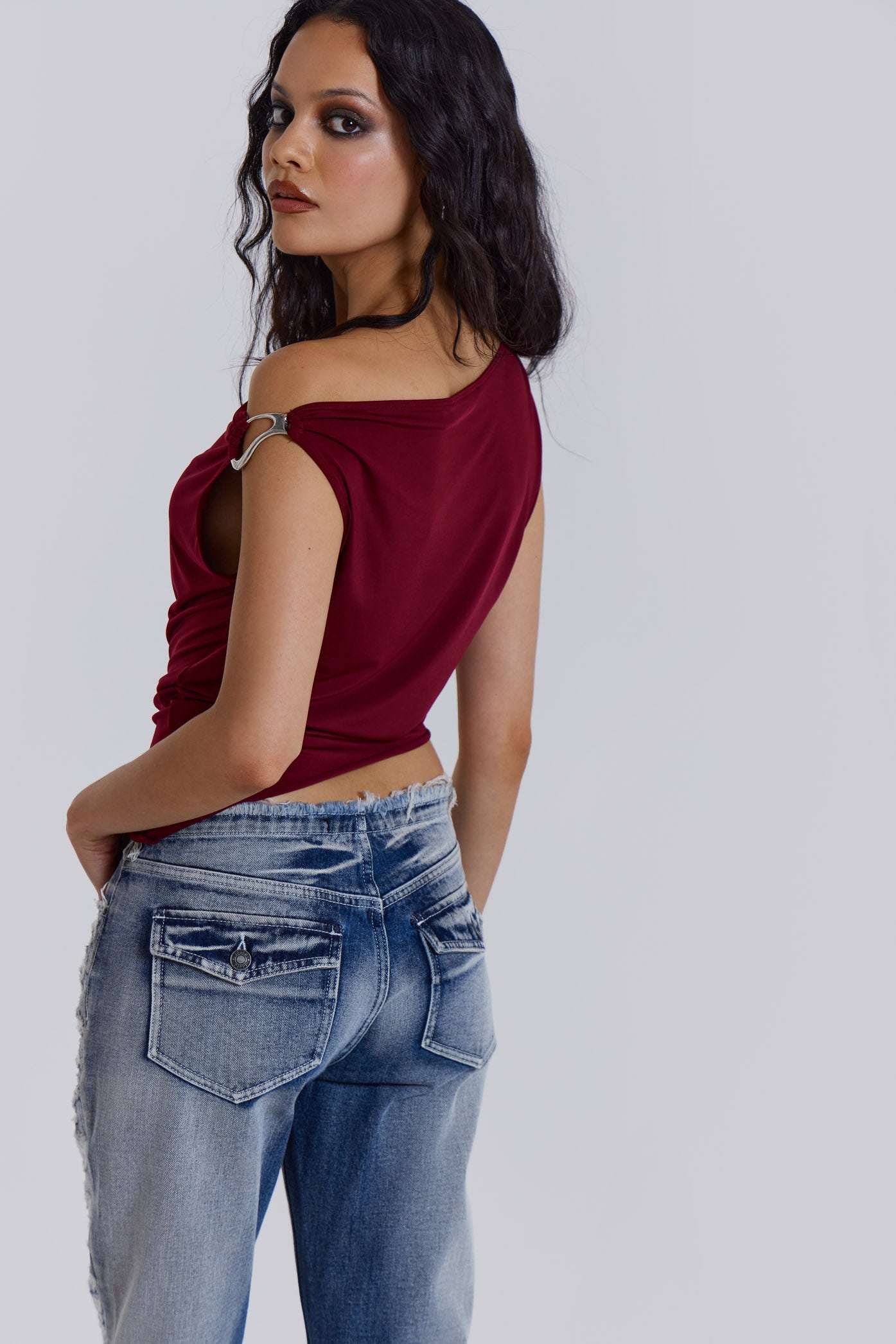 Dare To Drape Top In Red Wine