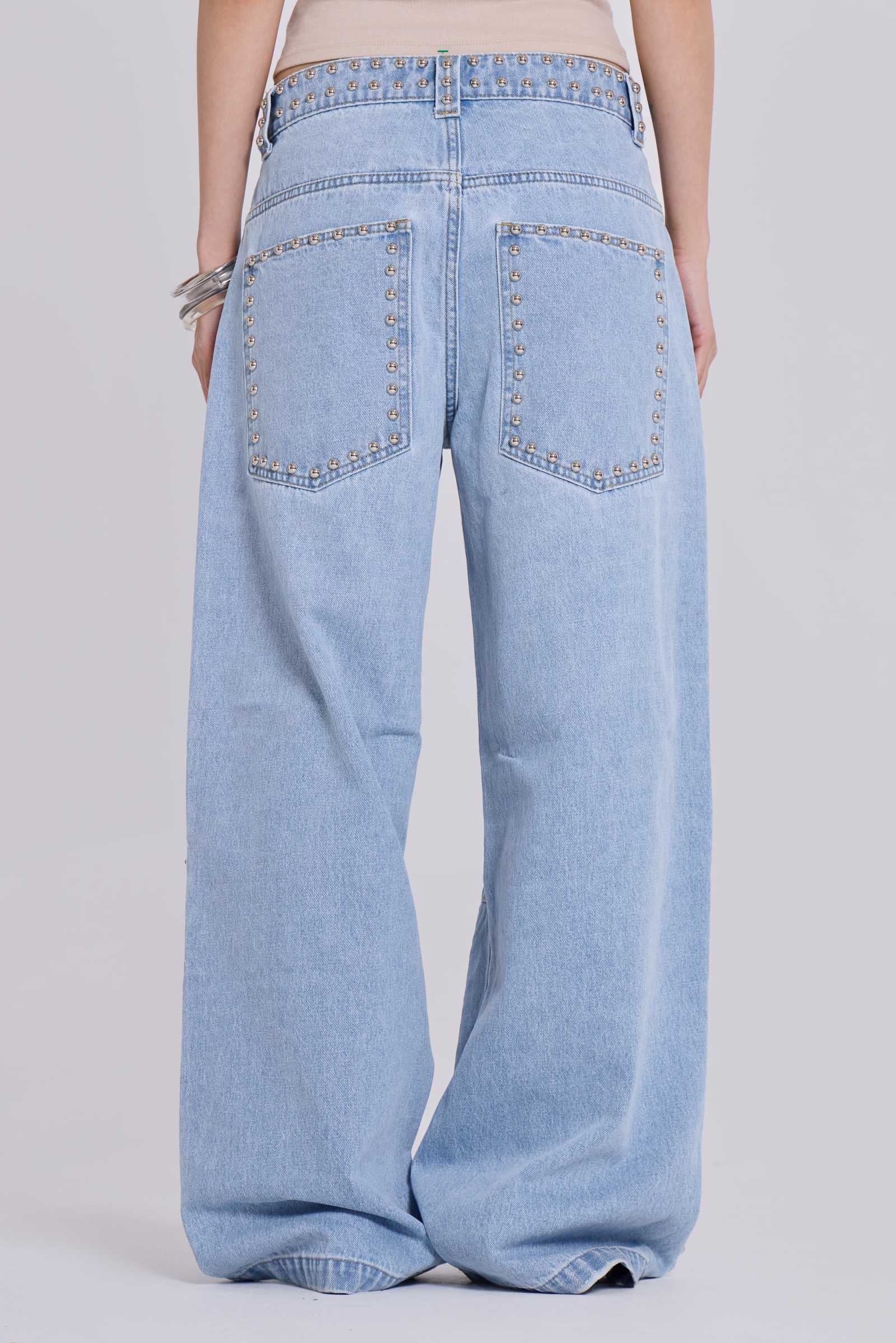 Nailed Studded Colossus Jeans in Light Blue Wash