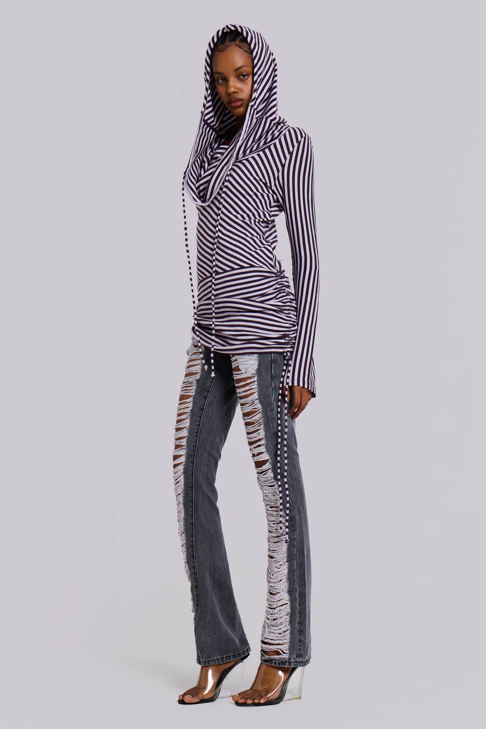 Jordyn Hooded Stripe Mini Dress