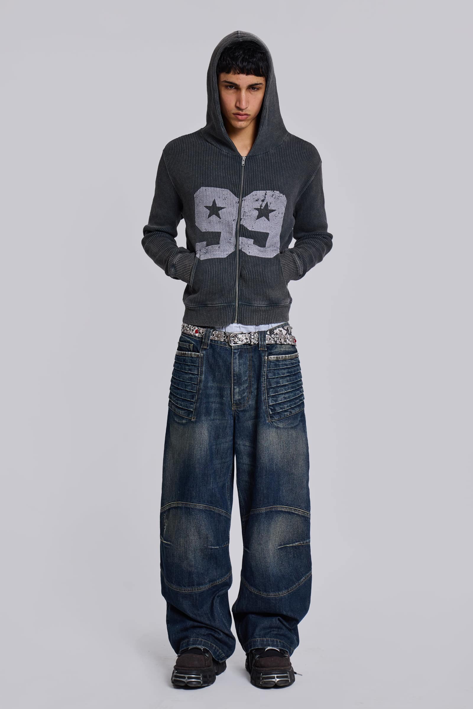 Mid Blue Crash Biker Colossus Jeans