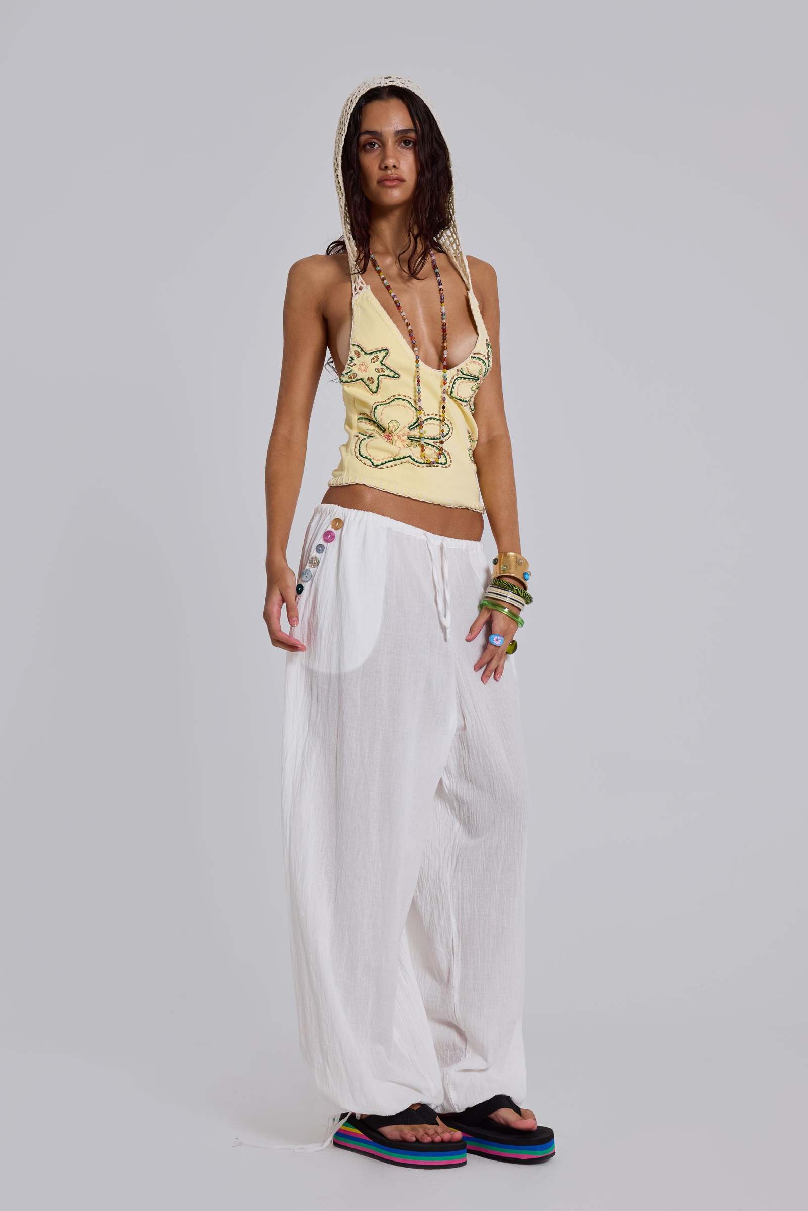 Zelya Beaded Crochet Halter Top