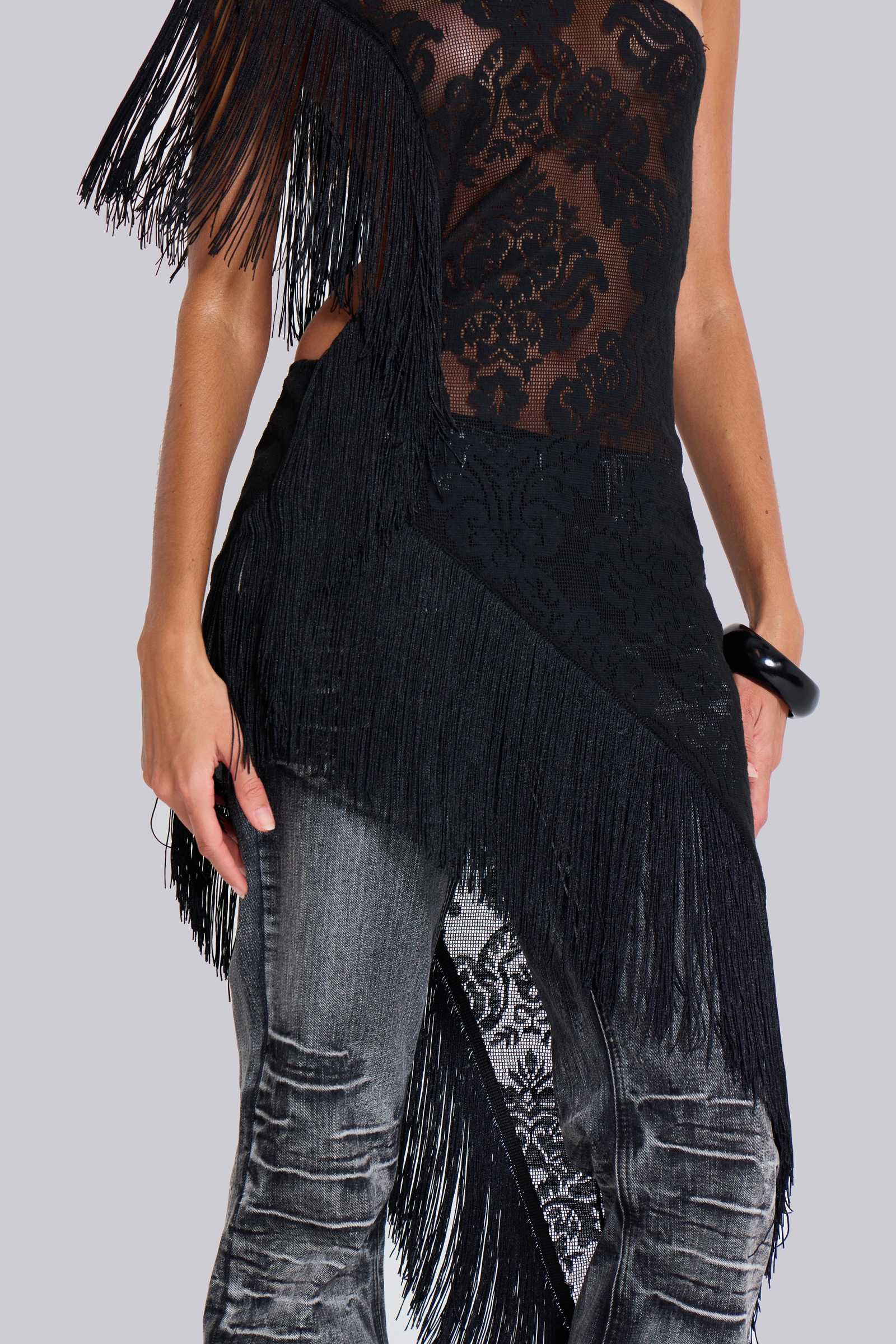 Vivienne Lace Fringe Dress - Main Image