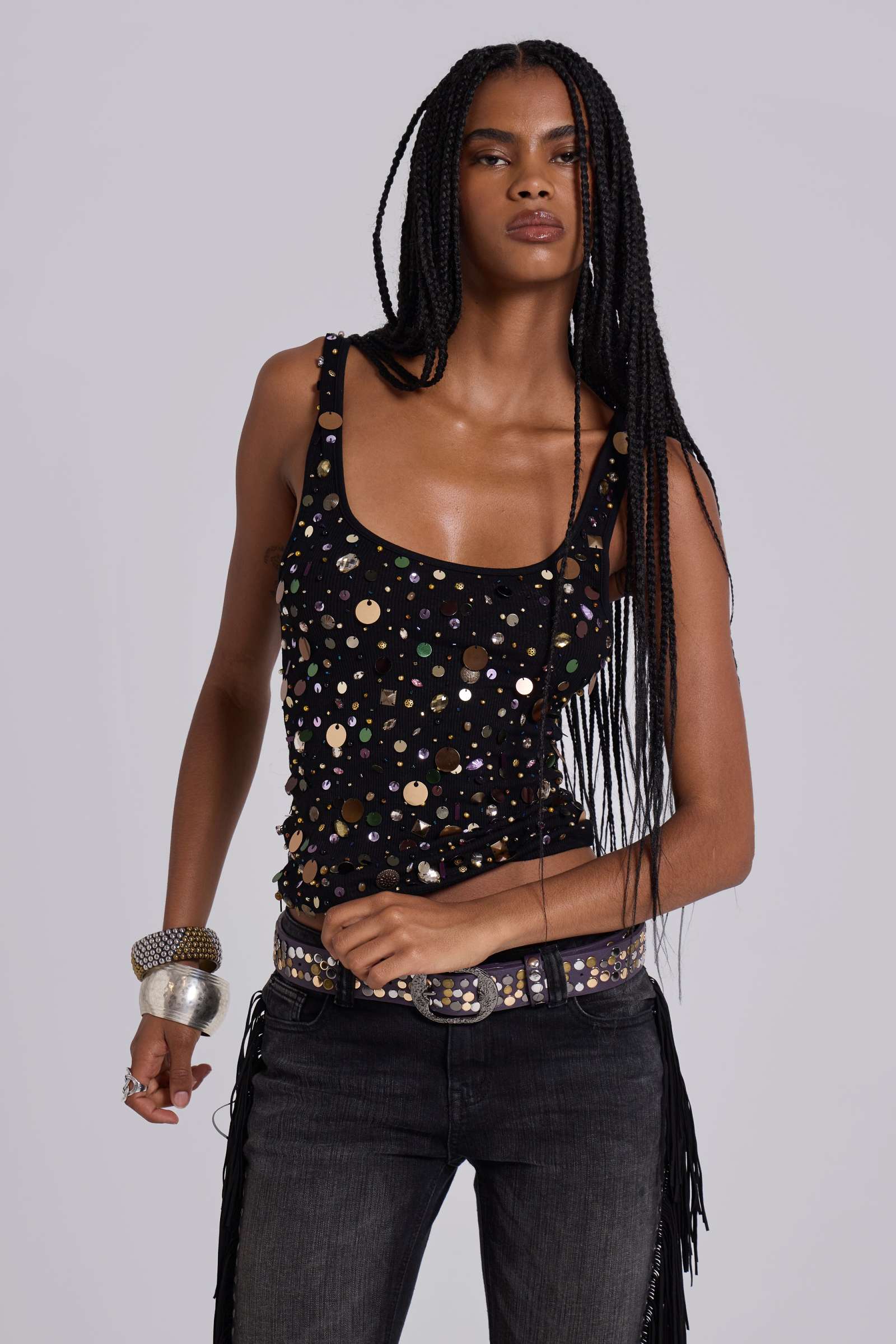 Addison Sequin Vest Top in Midnight