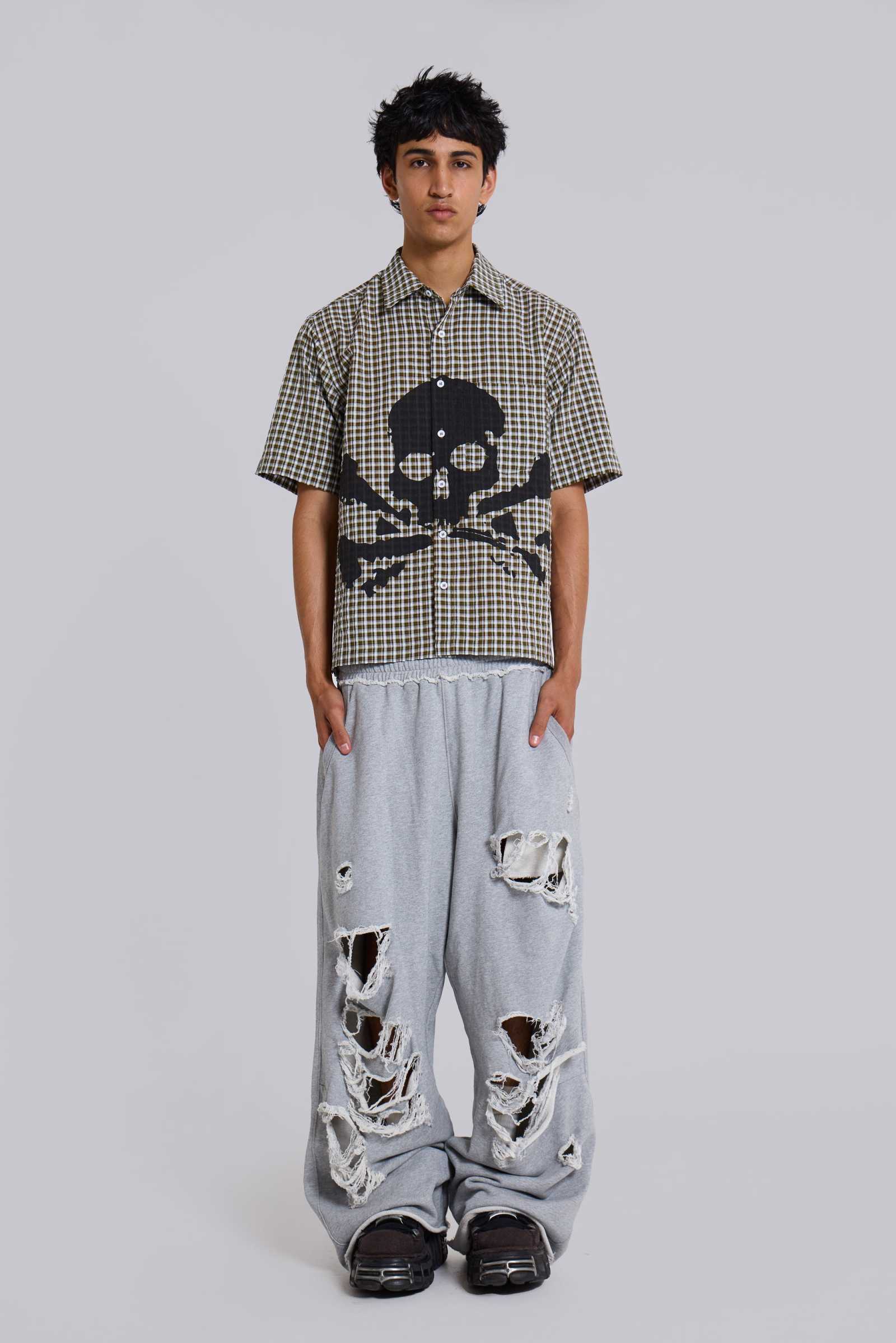 Distressed Grey Marl Loopback Monster Joggers