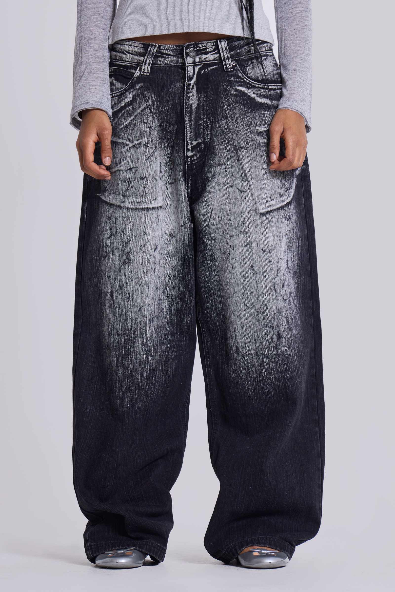 Black White Wash XL Colossus Jeans