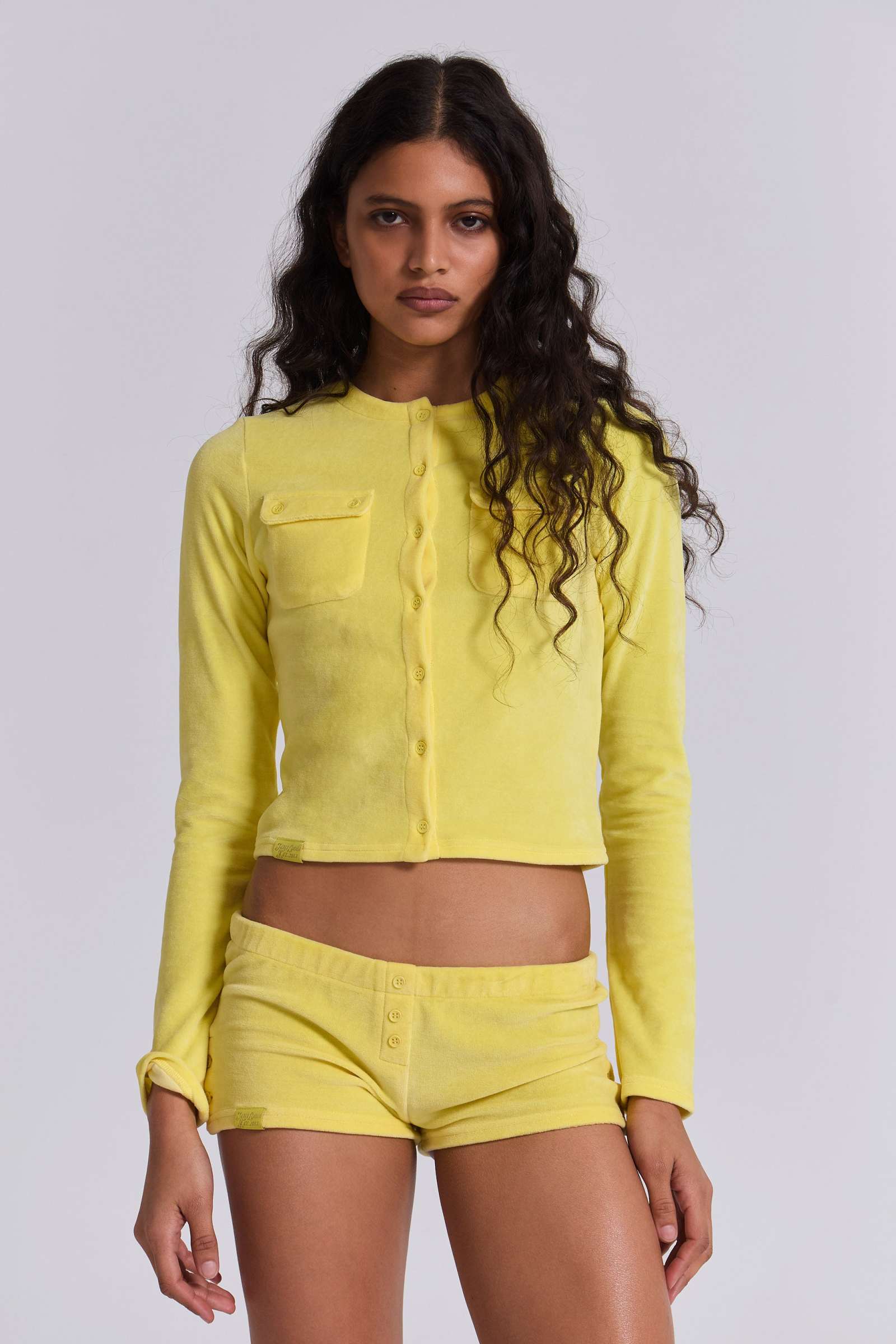 Lemon Velour Mini Shorts